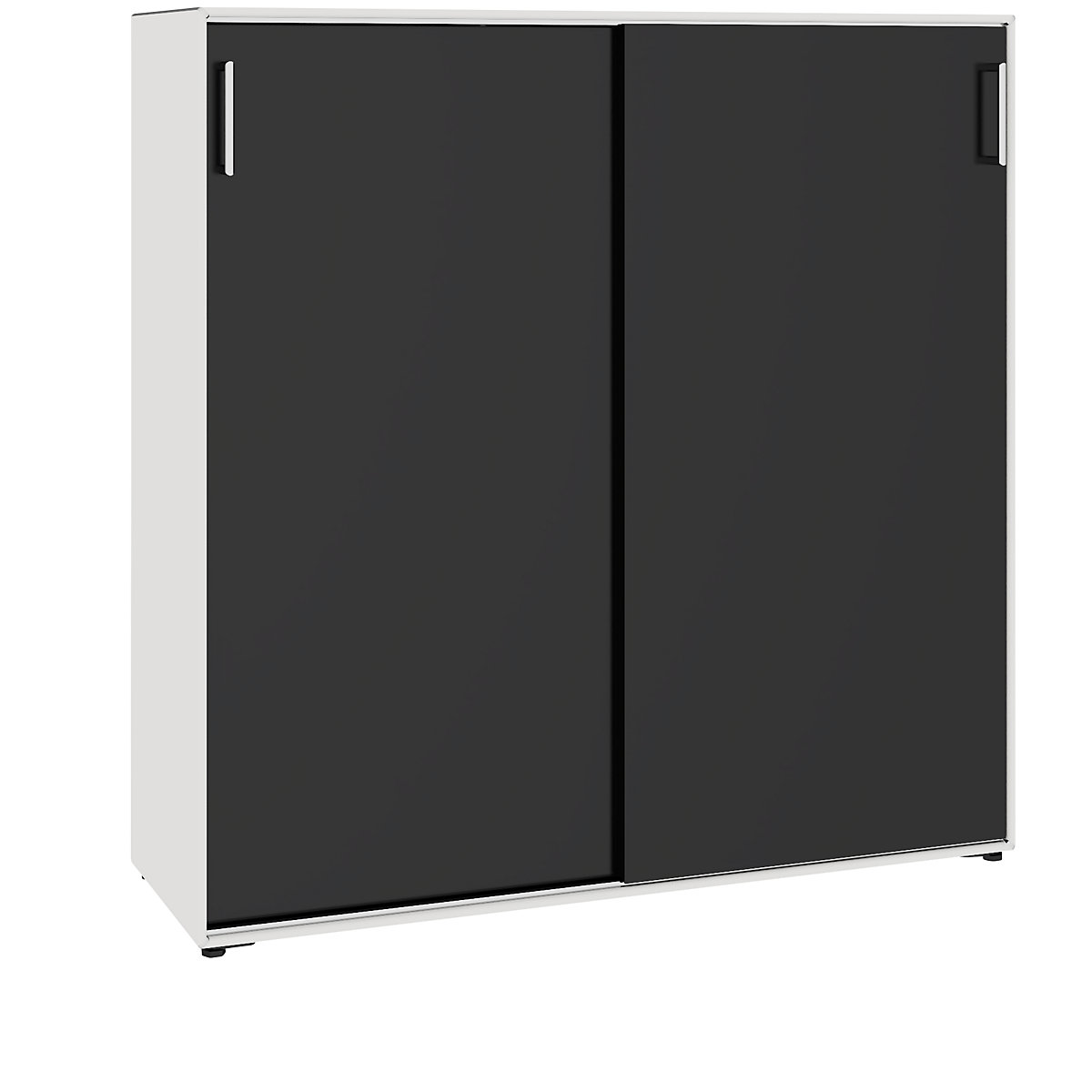 Armoire à portes coulissantes – mauser, 6 compartiments, largeur 1155 mm, blanc sécurité / noir profond-3
