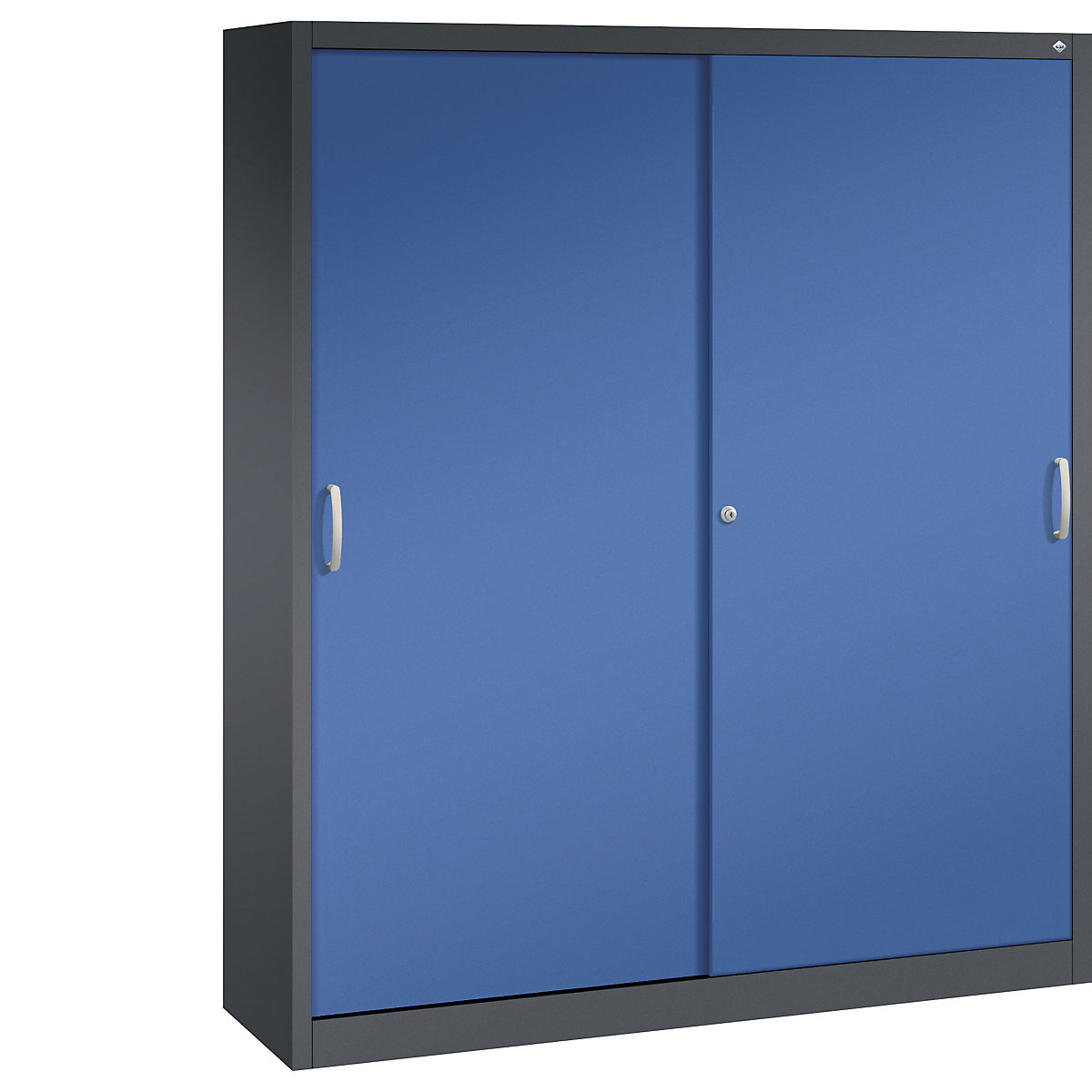 Armoire à portes coulissantes ACURADO – C+P, 6 tablettes, 2 casiers verrouillables, h x l x p 1950 x 1600 x 400 mm, gris noir / bleu gentiane-5