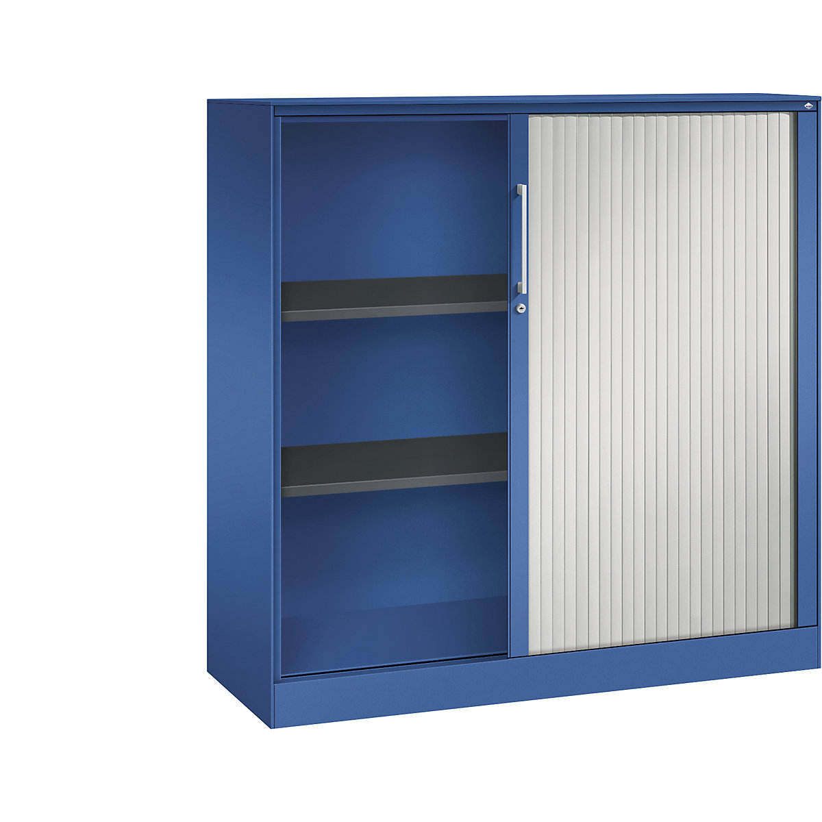 Armoire à rideaux ASISTO, hauteur 1292 mm – C+P, largeur 1200 mm, bleu gentiane / gris clair-9