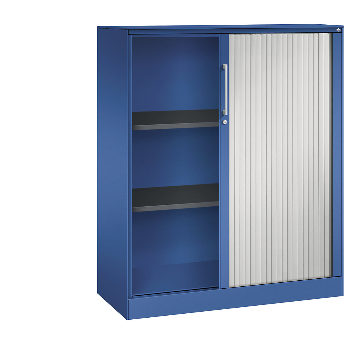 Armoire à rideaux ASISTO, hauteur 1292 mm – C+P, largeur 1000 mm, bleu gentiane / gris clair-4