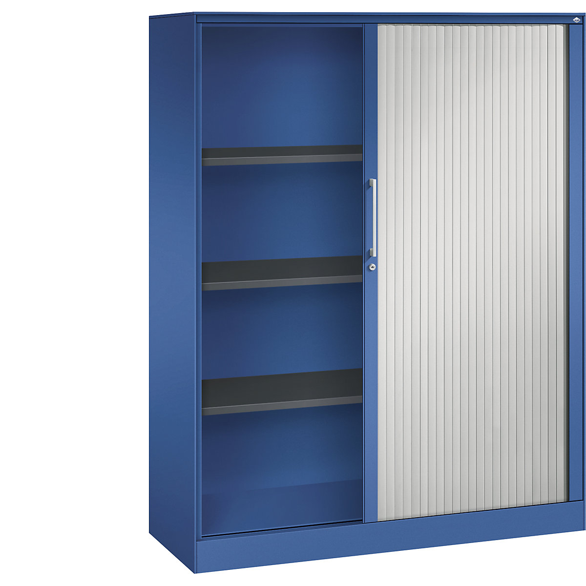 Armoire à rideaux ASISTO, hauteur 1617 mm – C+P, largeur 1200 mm, bleu gentiane / gris clair-9