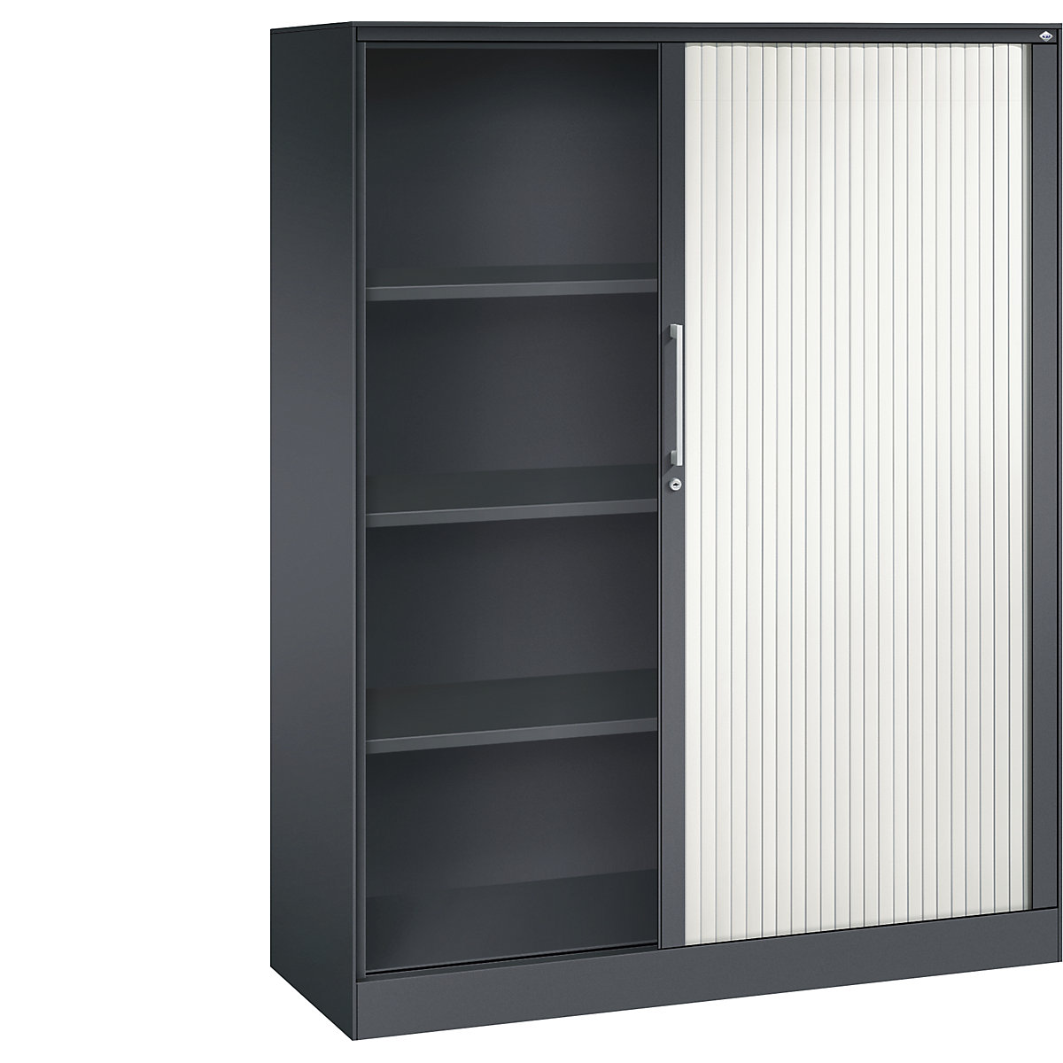 Armoire à rideaux ASISTO, hauteur 1617 mm – C+P, largeur 1200 mm, gris noir / blanc trafic-4