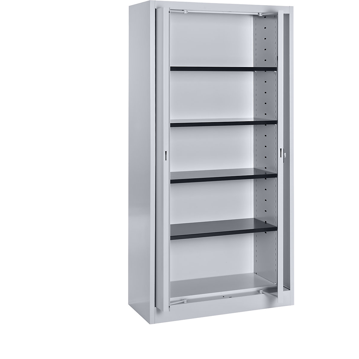 mauser – Armoire métallique à portes escamotables, 4 tablettes, profondeur 420 mm, aluminium