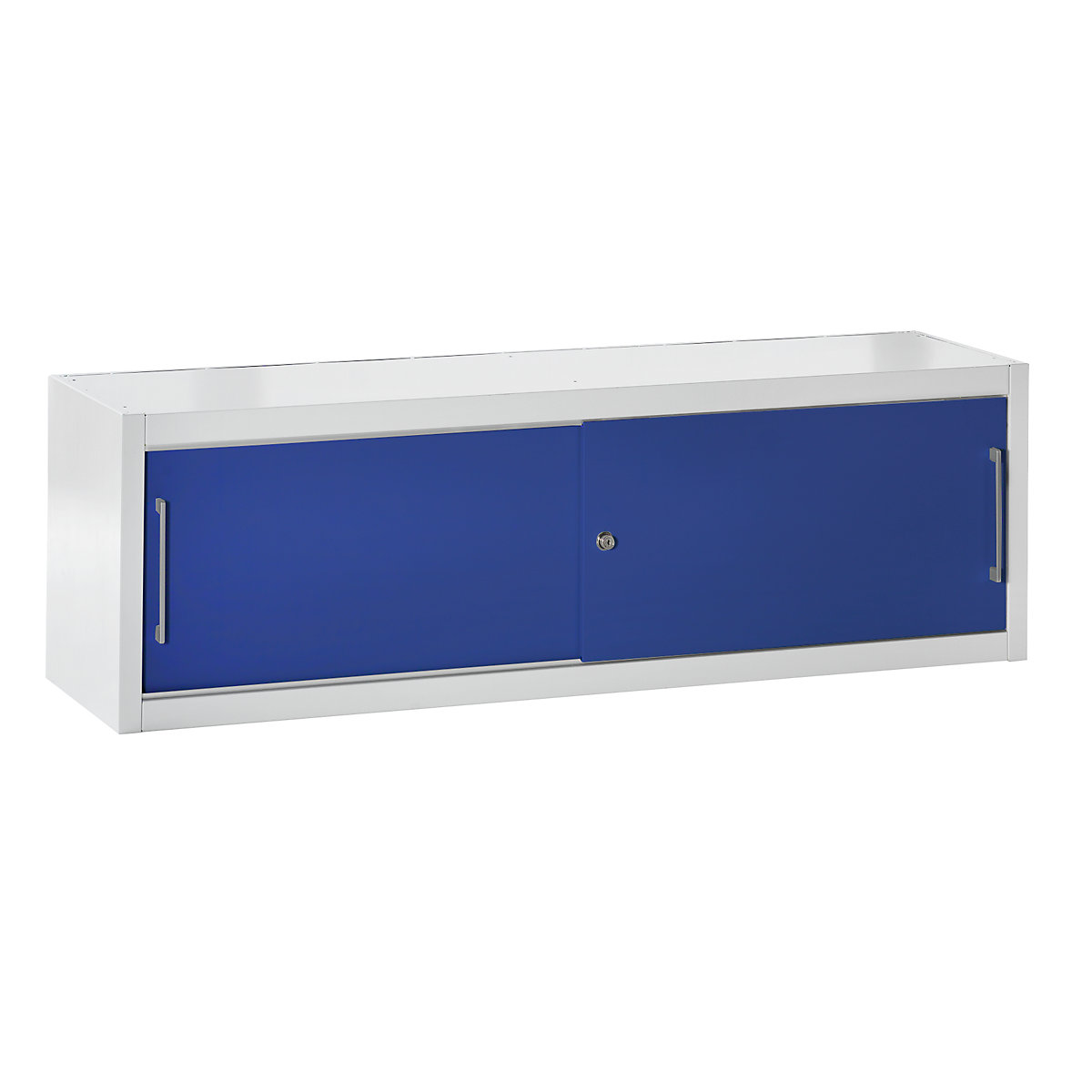 mauser – Armoire à portes coulissantes, comme rehausse pour largeur 1600 mm, h x l x p 500 x 1600 x 500 mm, gris clair / bleu outremer
