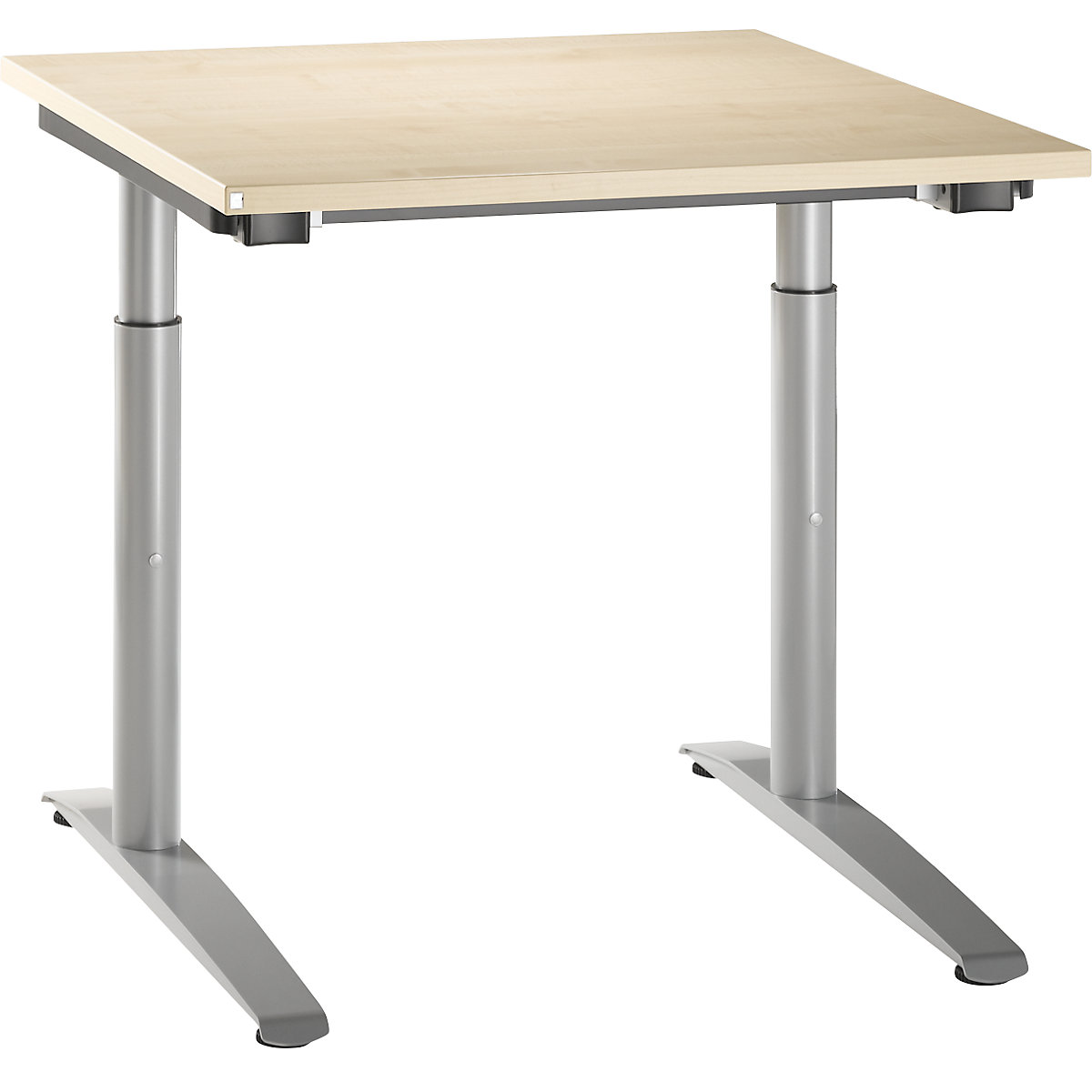 HANNA Bureau à piétement en L, hauteur réglable de 650 à 850 mm, largeur 800 mm, façon érable
