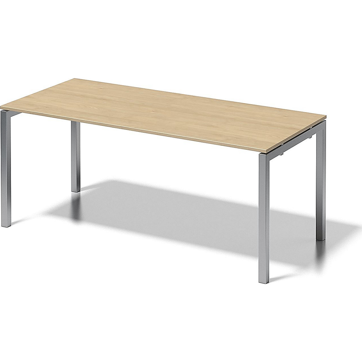 Bureau CITO à piétement en U – BISLEY, h x l x p 740 x 1800 x 800 mm, piétement argent, plateau érable-5