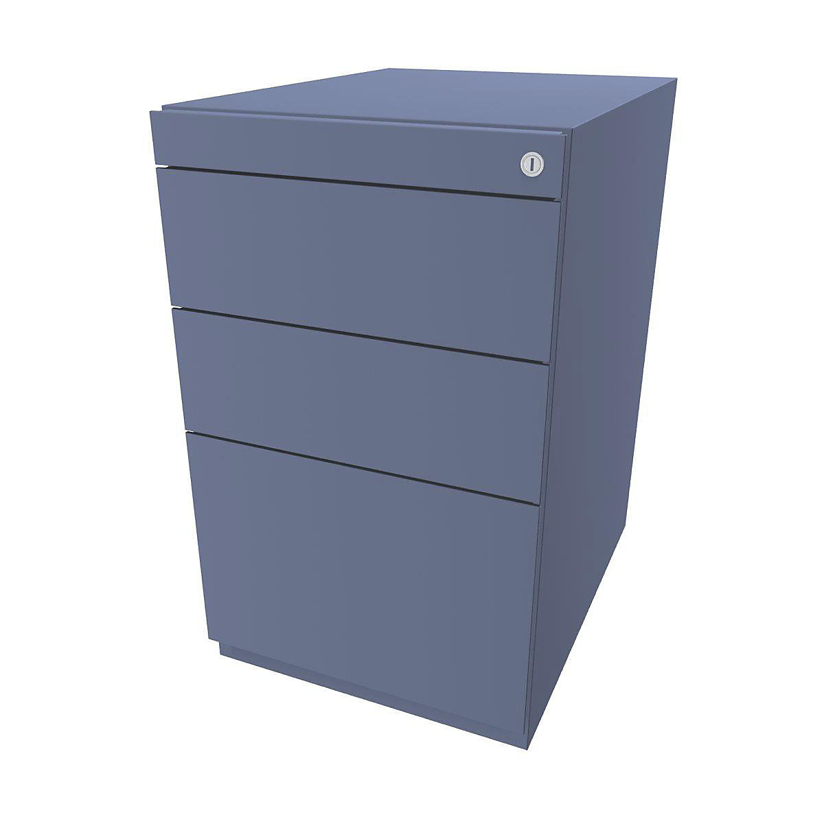 Caisson fixe Note™, avec 2 tiroirs universels, 1 tiroir pour dossiers suspendus – BISLEY, sans plateau de finition, prof. 565 mm, bleu-7