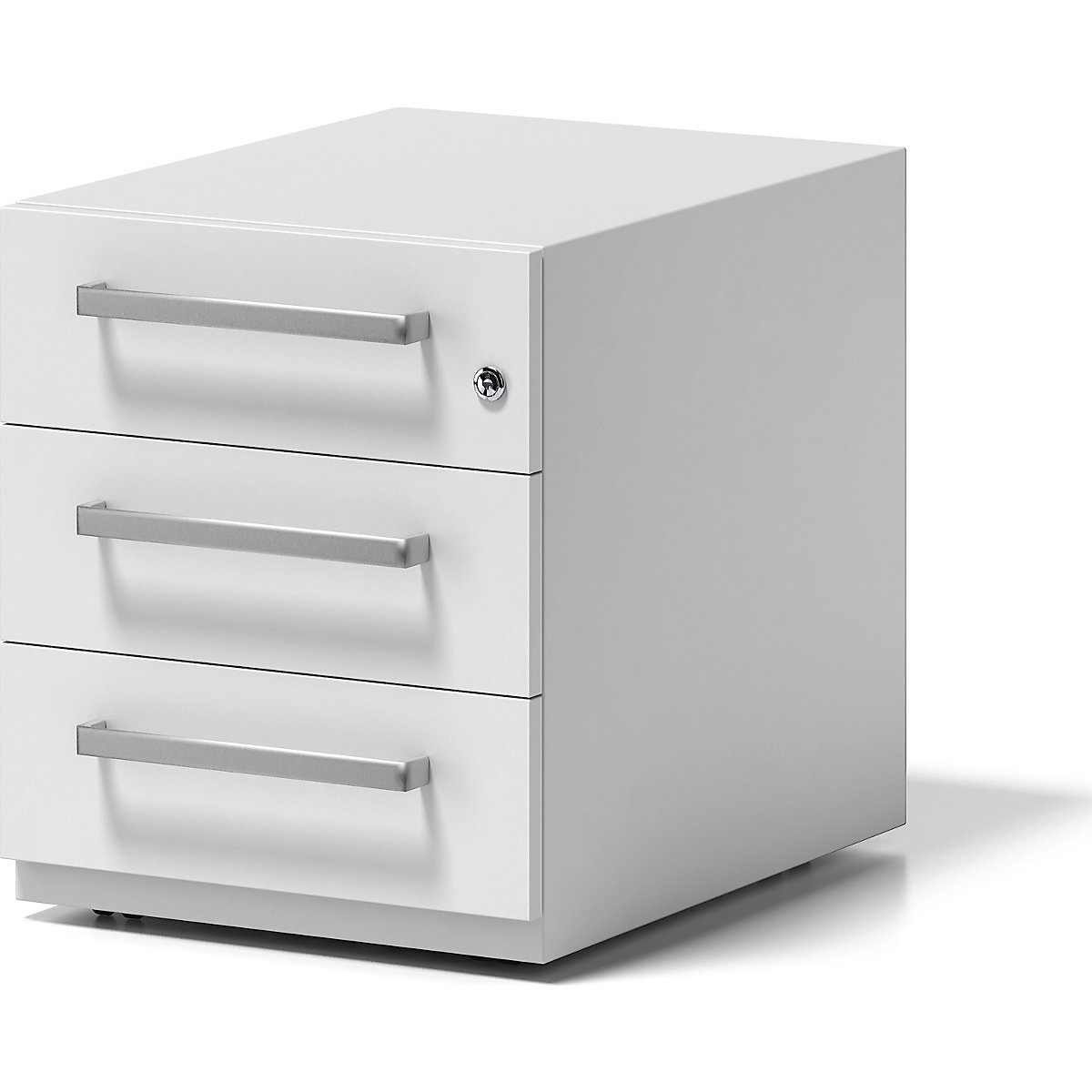 Caisson roulant Note™, avec 3 tiroirs universels – BISLEY, h x l x p 495 x 420 x 565 mm, avec poignée, blanc trafic-1