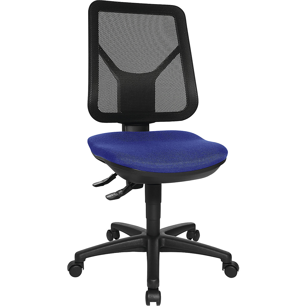 Chaise pivotante ergonomique – Topstar, dossier résille, bleu roi-3