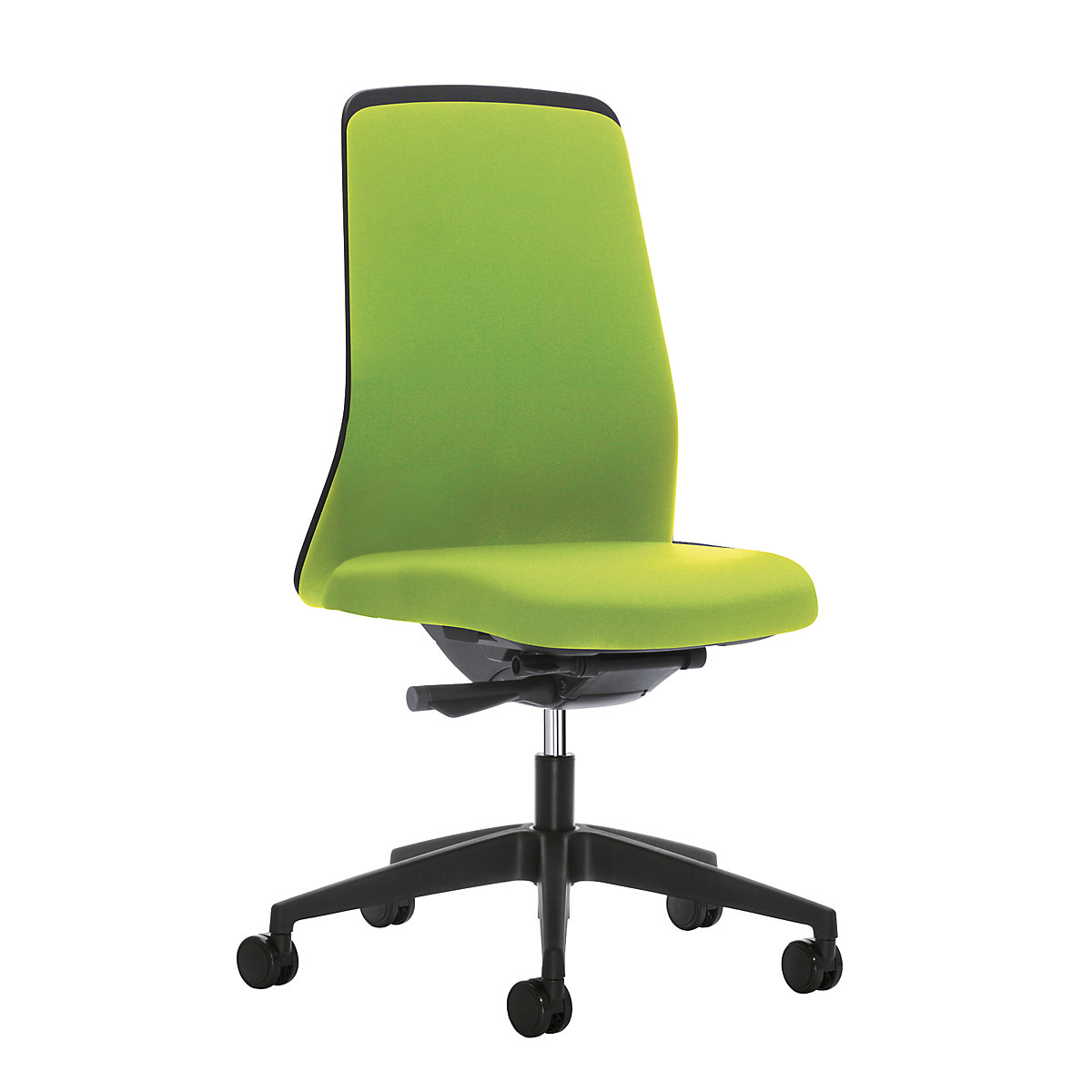 Siège de bureau pivotant EVERY à dossier Chillback noir – interstuhl, piétement noir, avec roulettes dures, vert jaune, profondeur assise 430 mm-6