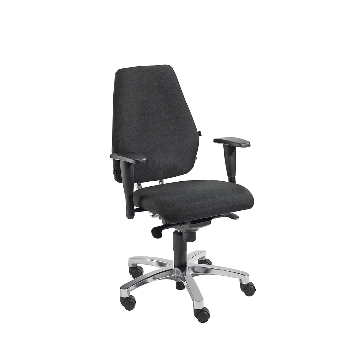 Siège de bureau pivotant, mécanisme synchrone – Topstar, assise plate arrondie au niveau des genoux et Body Balance Tec®, noir