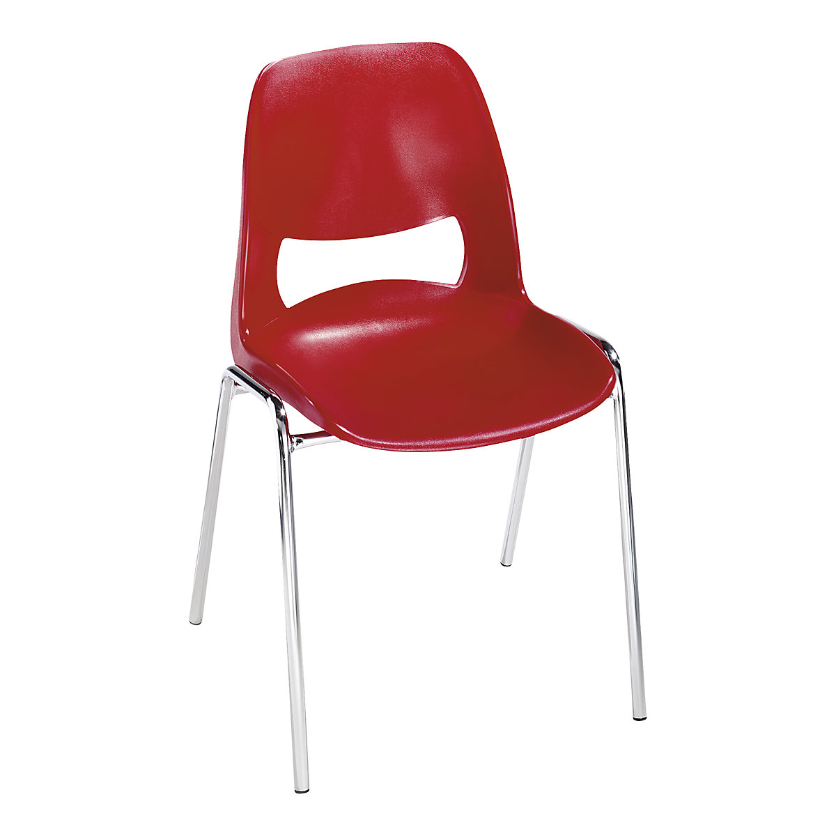 Chaise à coque en polypropylène, sans rembourrage, rouge, lot de 4-4