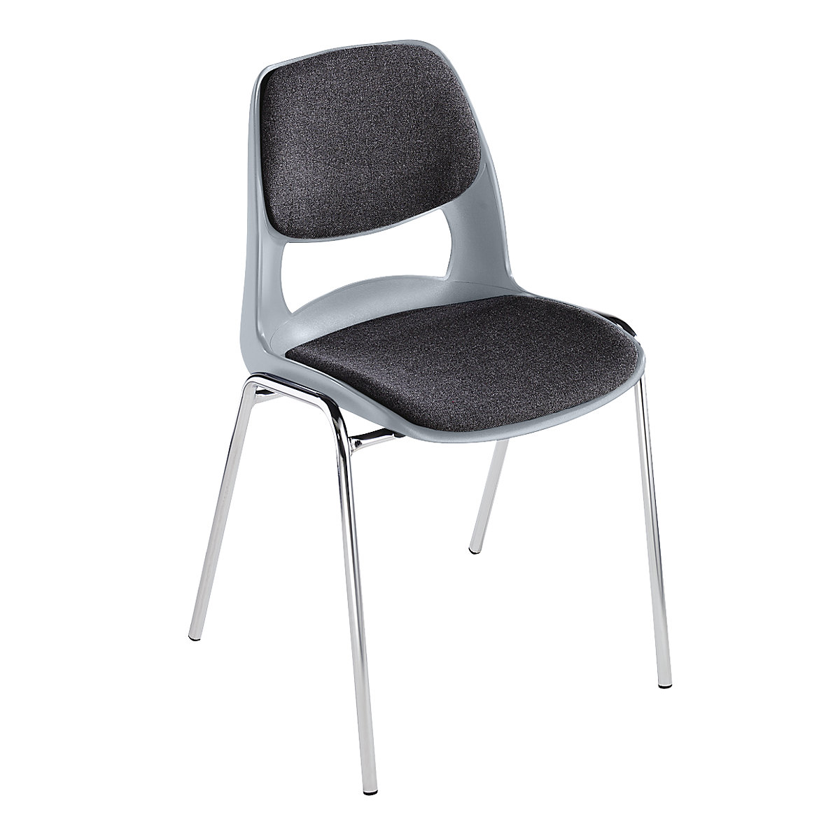 Chaise à coque en polypropylène, avec rembourrage gris, gris, lot de 4-8
