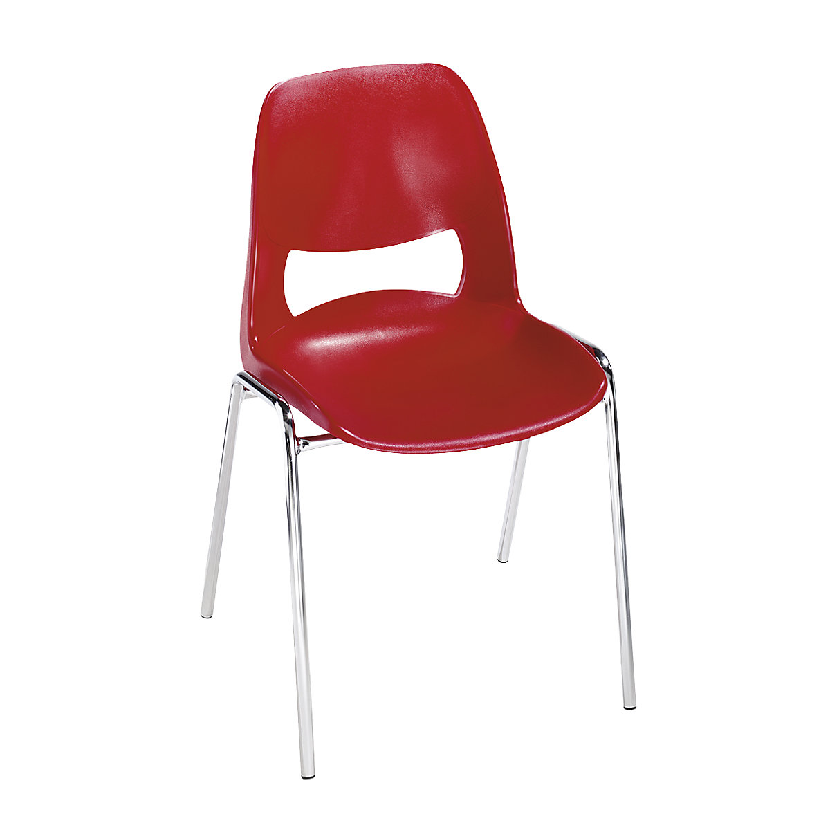 Chaise à coque en polypropylène, sans rembourrage, rouge, lot de 2-8