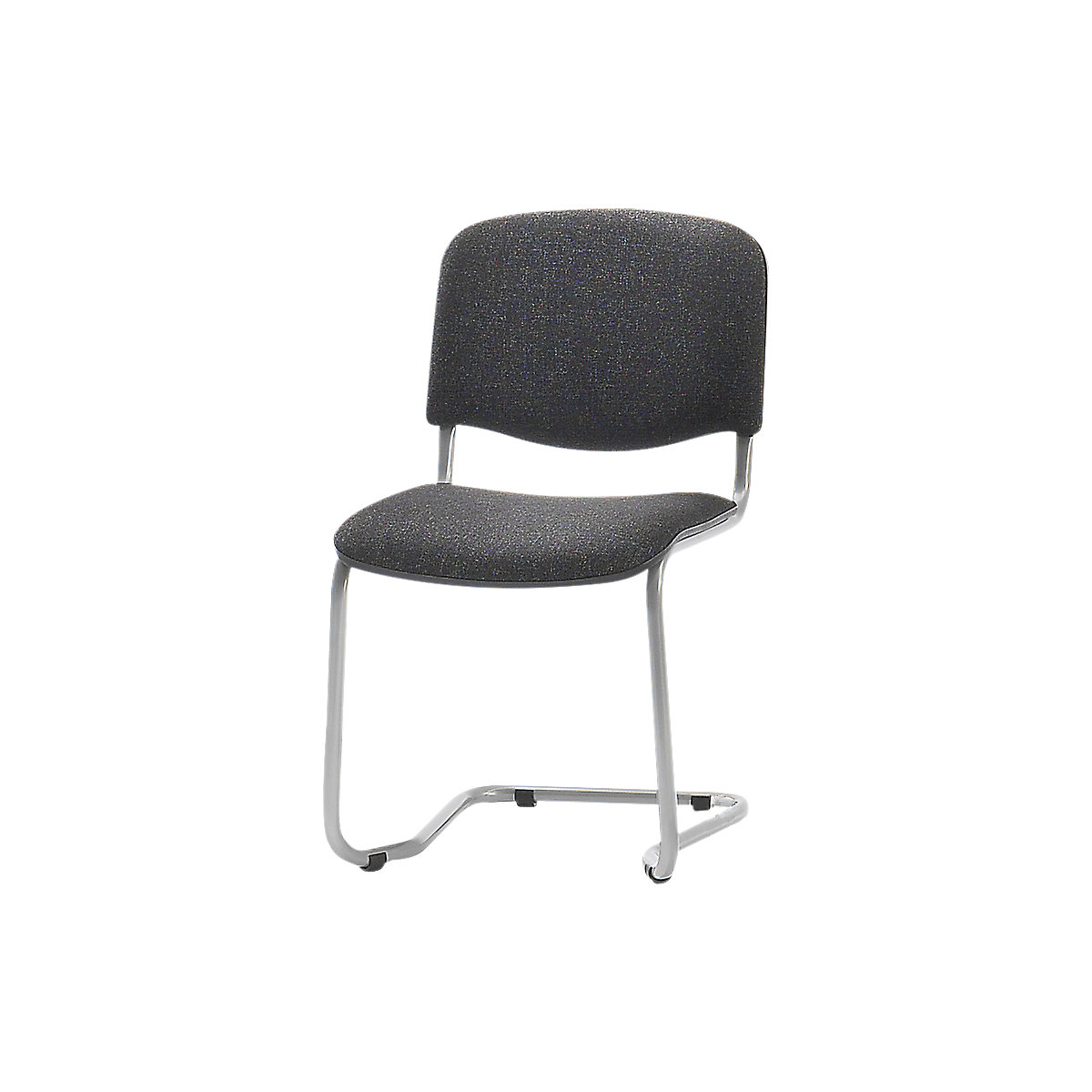 Chaise empilable à piétement luge, dossier rembourré, piétement coloris aluminium, habillage noir, lot de 2-5