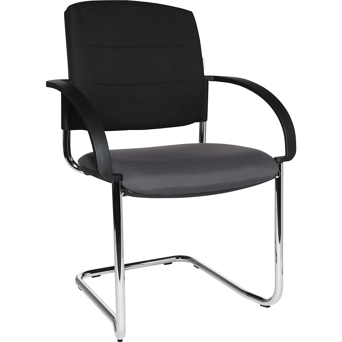 Chaises à piétement luge, lot de 2 – eurokraft pro, dossier rembourré, noir, assise anthracite-7