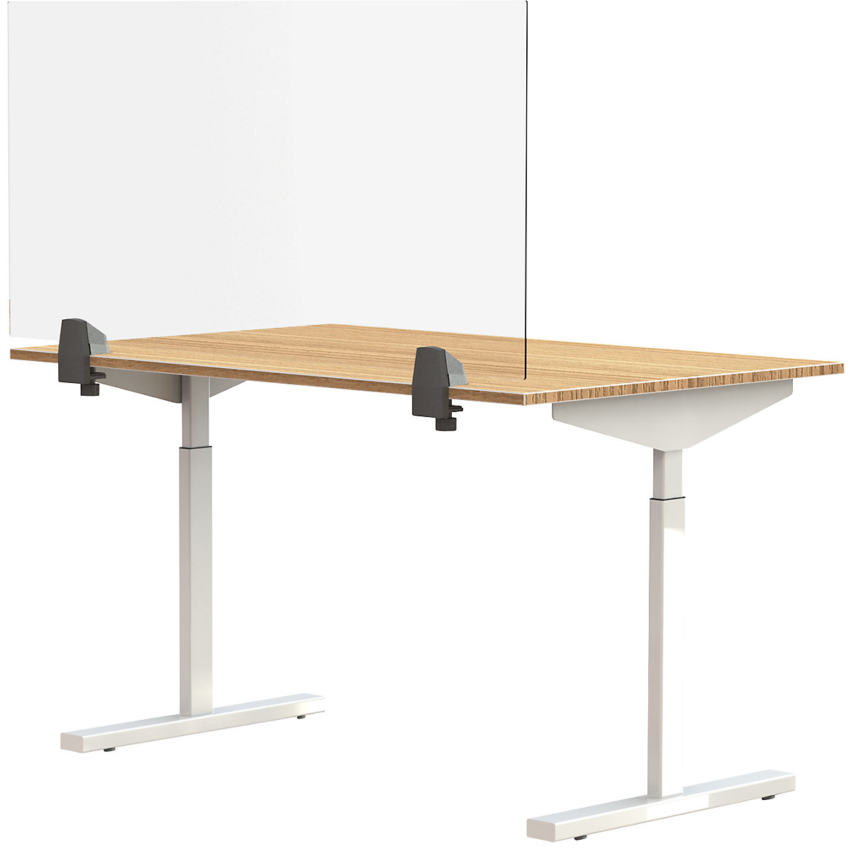 Séparateur de table pour poste de travail individuel, verre acrylique et polystyrène, transparent, largeur 1200 mm-10