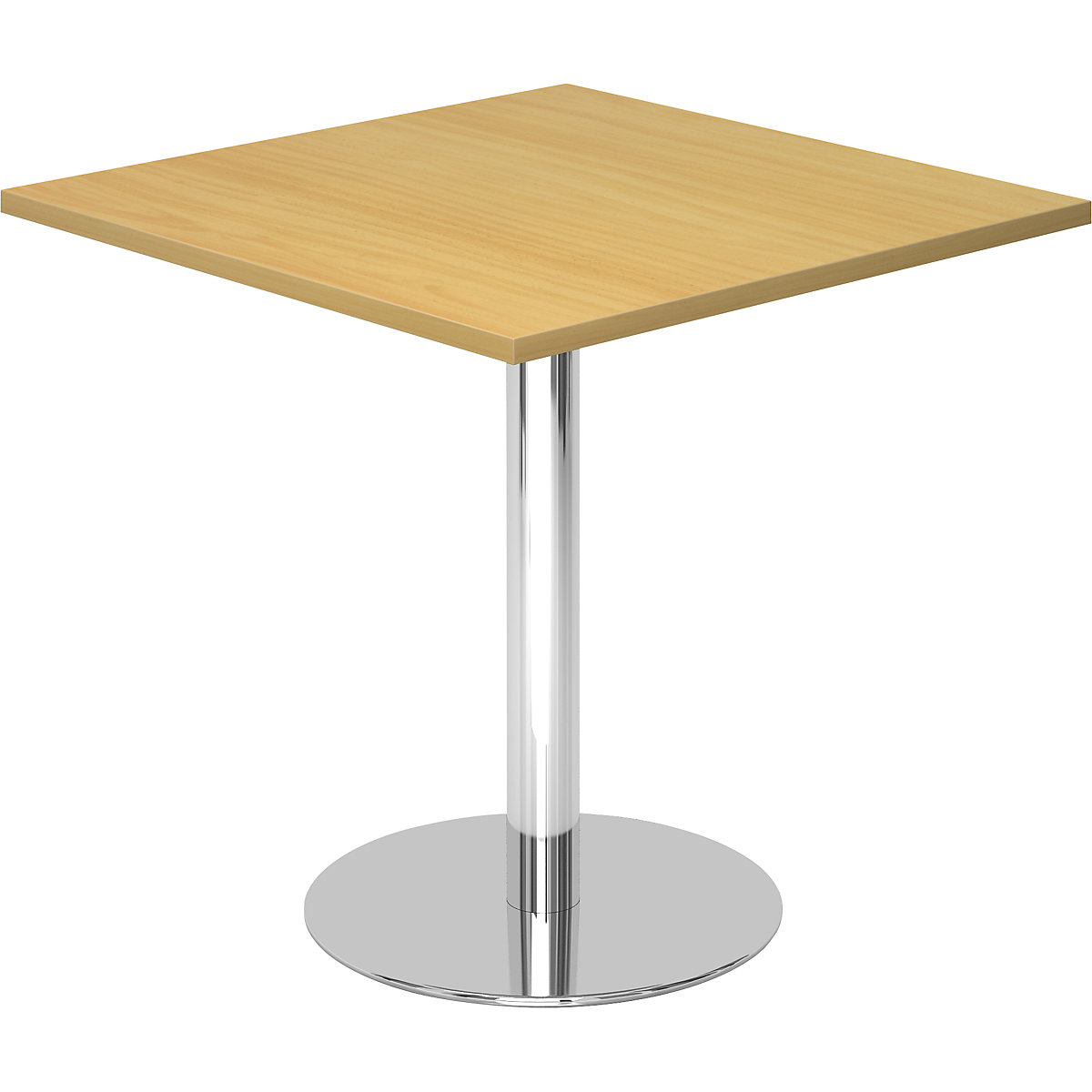 Table de réunion L x l 800 x 800 mm, hauteur 755 mm, piétement chromé, plateau façon hêtre-4