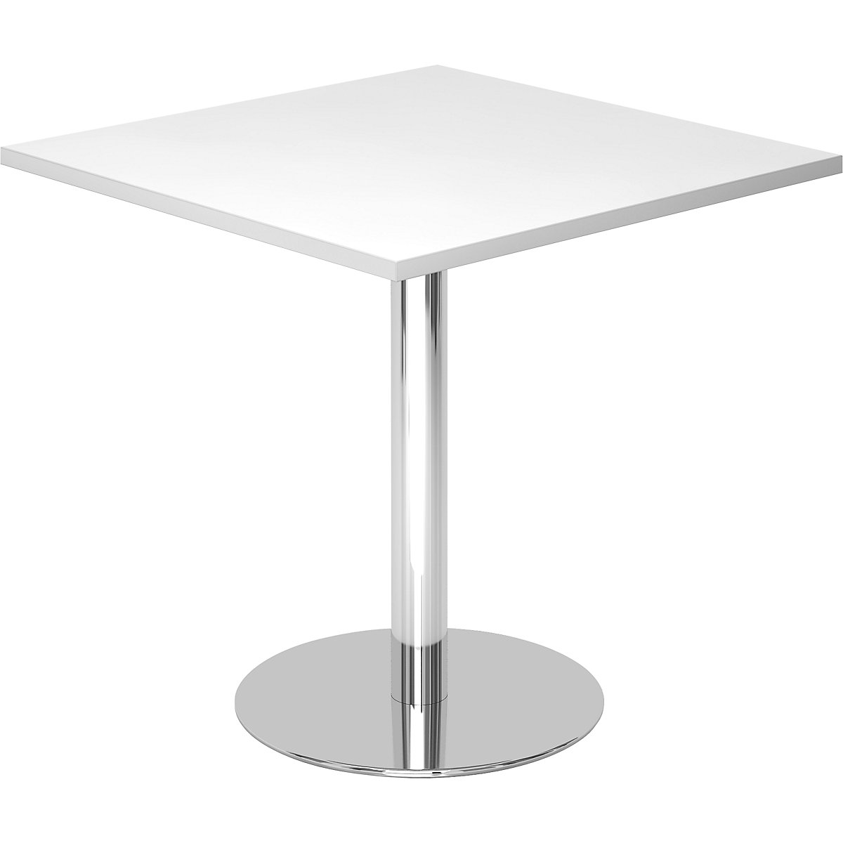 Table de réunion L x l 800 x 800 mm, hauteur 755 mm, piétement chromé, plateau blanc-3