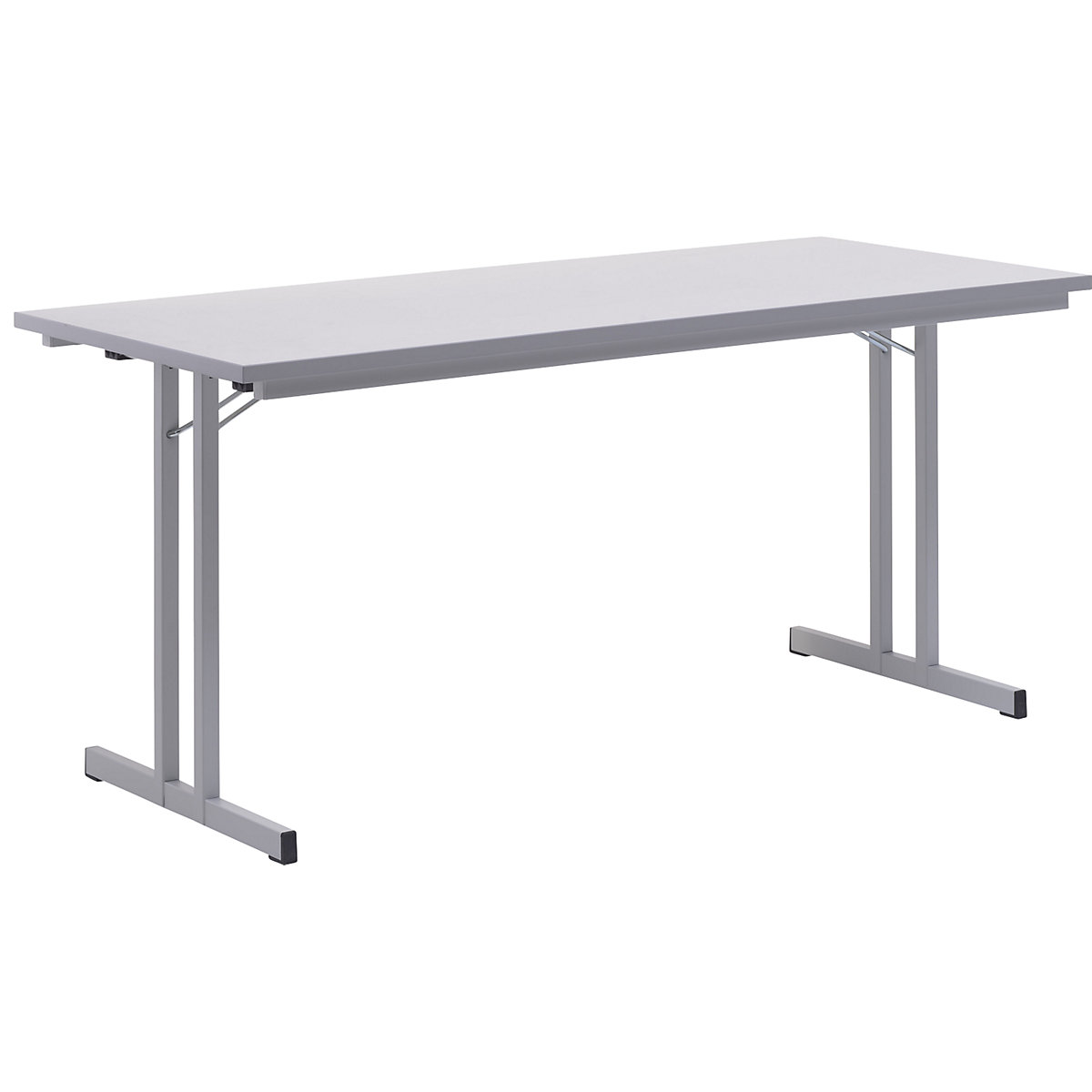 Table pliante à plateau extra-épais, hauteur 720 mm, 1600 x 700 mm, piétement gris clair, plateau gris clair-9