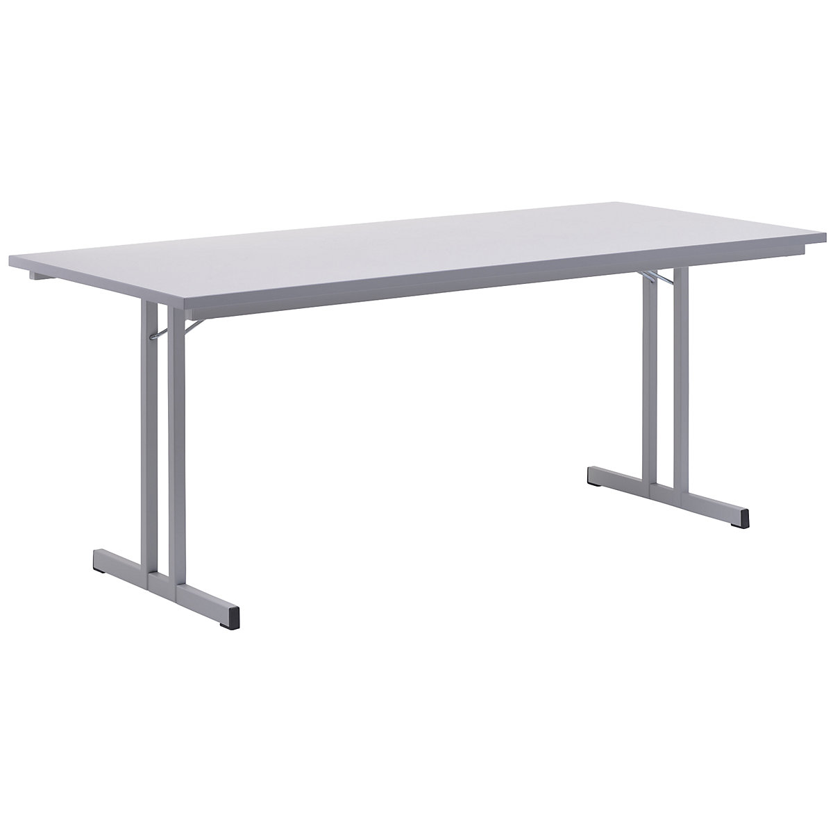 Table pliante à plateau extra-épais, hauteur 720 mm, 1800 x 800 mm, piétement gris clair, plateau gris clair-3