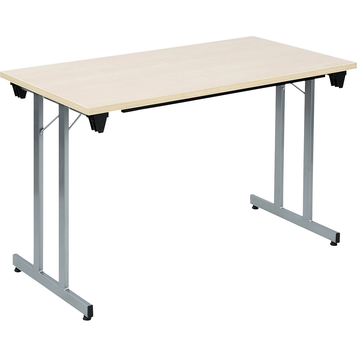 Table pliante F25, l x p 1200 x 600 mm, plateau façon érable, piétement coloris aluminium-4