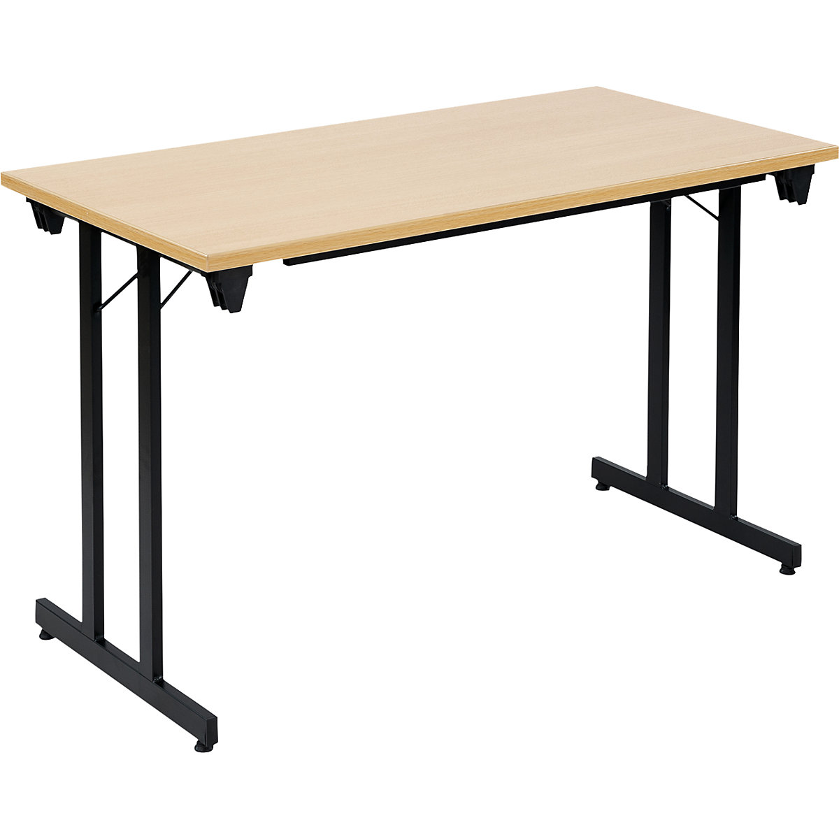 Table pliante F25, l x p 1200 x 600 mm, plateau façon hêtre, piétement noir-6