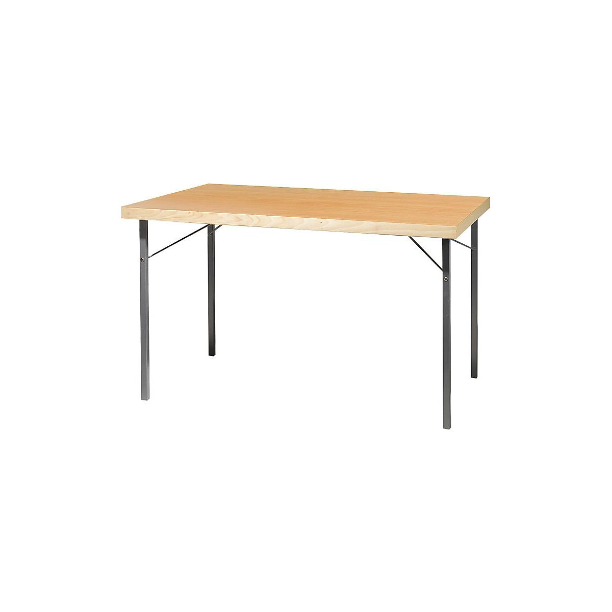 Table pliante, piètement métallique, coloris aluminium, l x p 1200 x 800 mm, plateau en hêtre-2