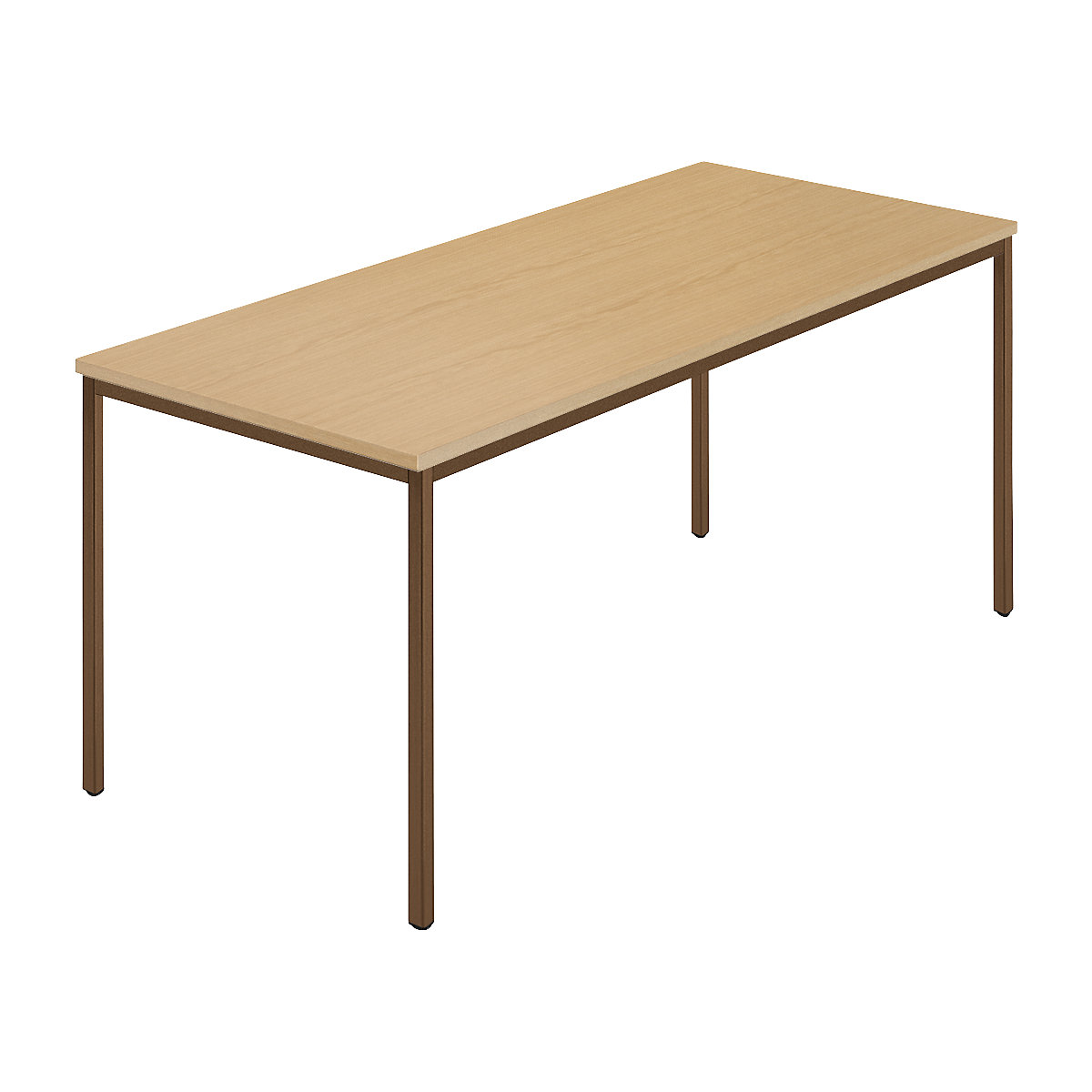 Table rectangulaire, tube carré plastifié, l x p 1600 x 800 mm, hêtre naturel / brun-5