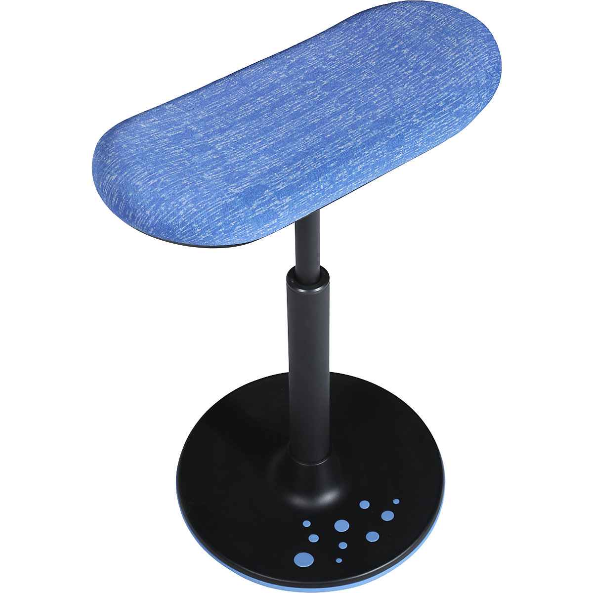 Tabouret SITNESS H – Topstar, modèle H2, avec assise type skateboard, habillage bleu à motifs, semelle bleue-6
