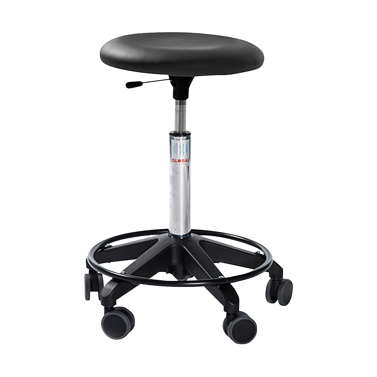 Tabouret réglable en hauteur, avec roulettes, noir, hauteur 450 – 580 mm-5