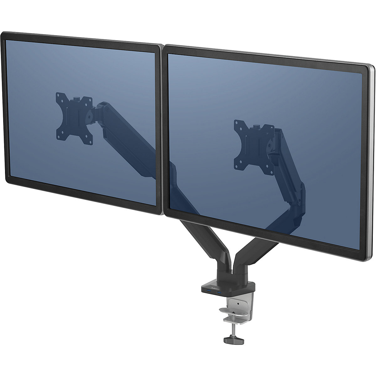 Bras porte-écran série PLATINUM – Fellowes, bras double pour 2 écrans, noir