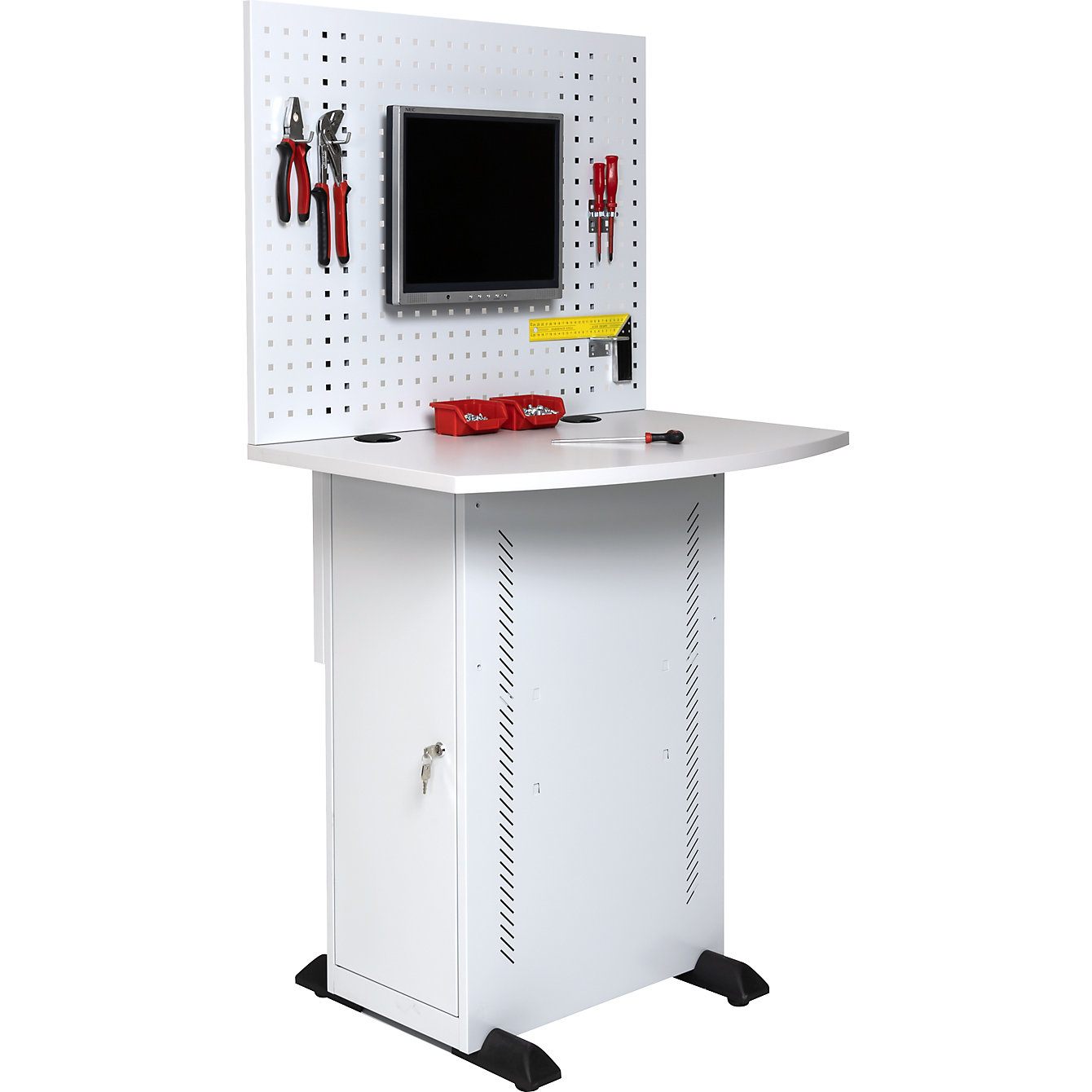 EUROKRAFTbasic Armoire pour ordinateur avec plan de travail et paroi