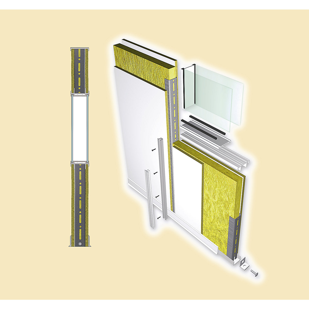 Flexible partition system, wall thickness 82 mm (Product illustration 6)