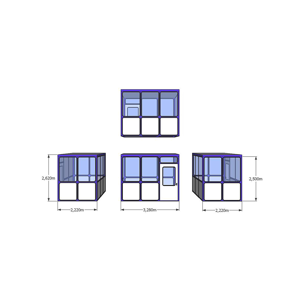 Multi-purpose building, panelling with rounded square pattern, for indoor areas, LxW 3280 x 2220 mm-5