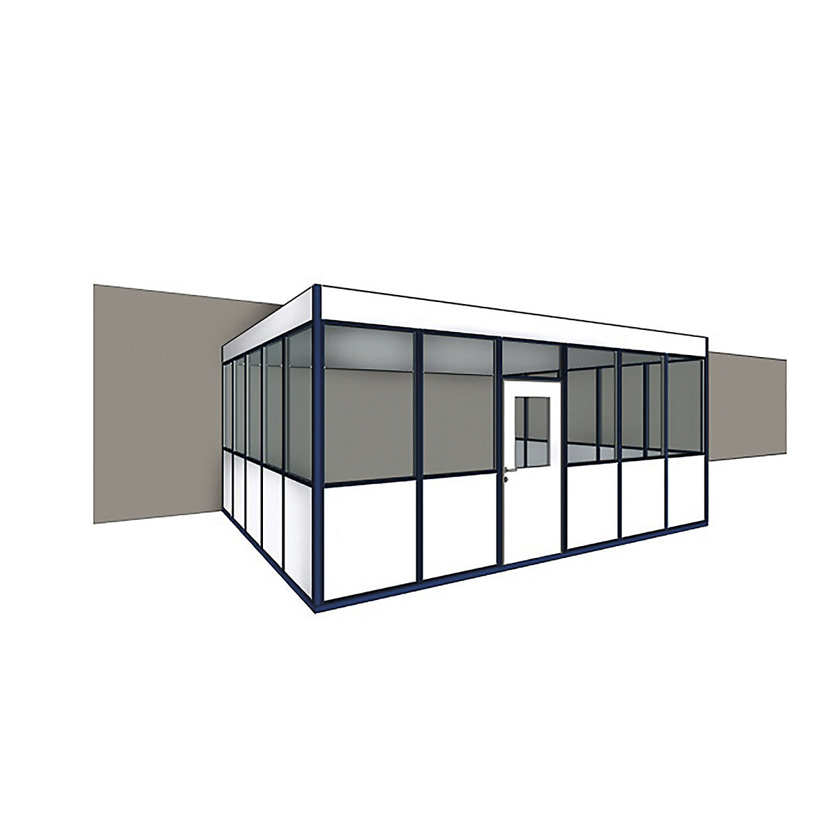 Prefab office, 3-sided, for installation against an existing wall