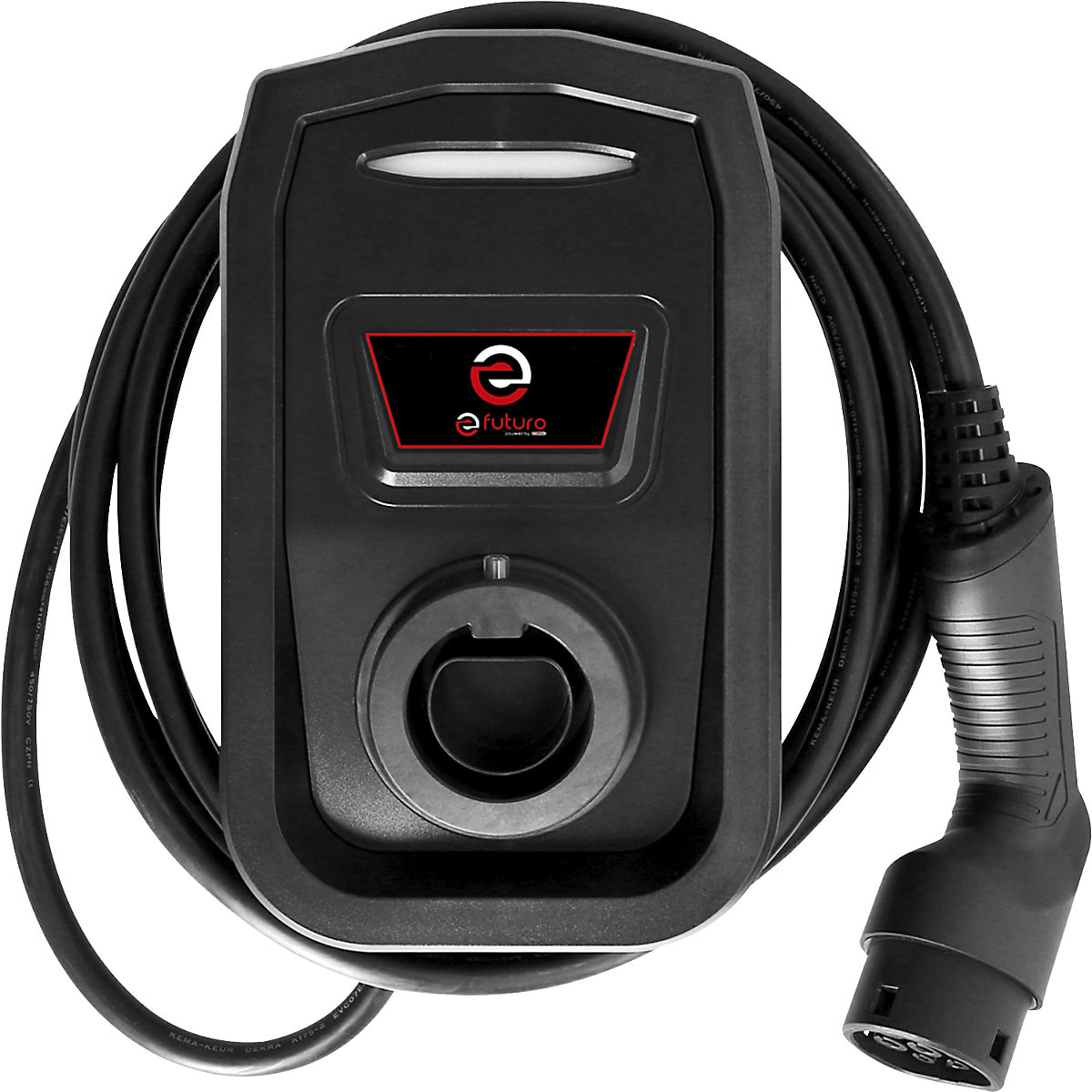 Wallbox efuturo con cable de carga de tipo 2, 3 fases