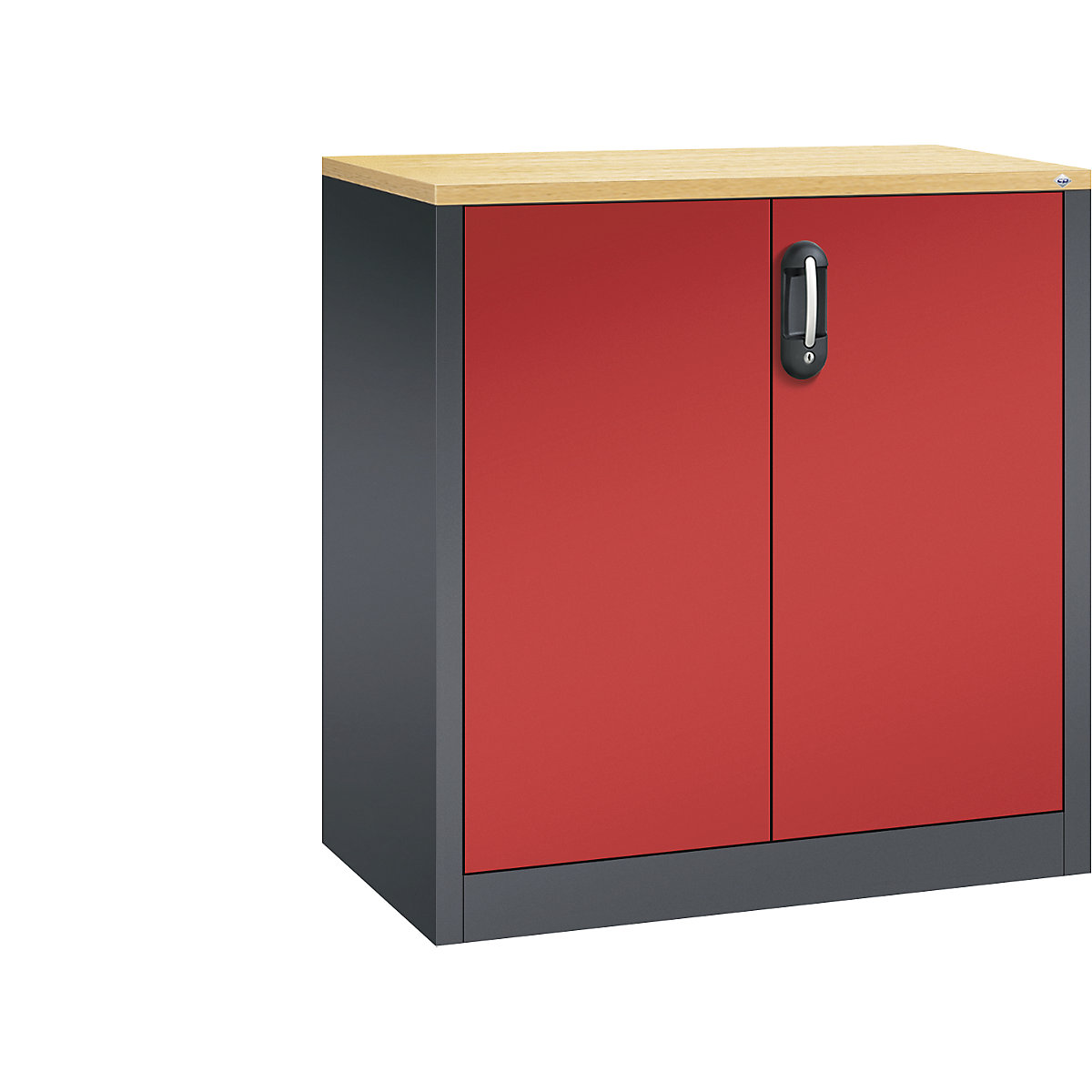 C+P – Armario auxiliar para archivadores ACURADO, 2 pisos de archivadores, H x A x P 1000 x 930 x 500 mm, gris negruzco / rojo vivo