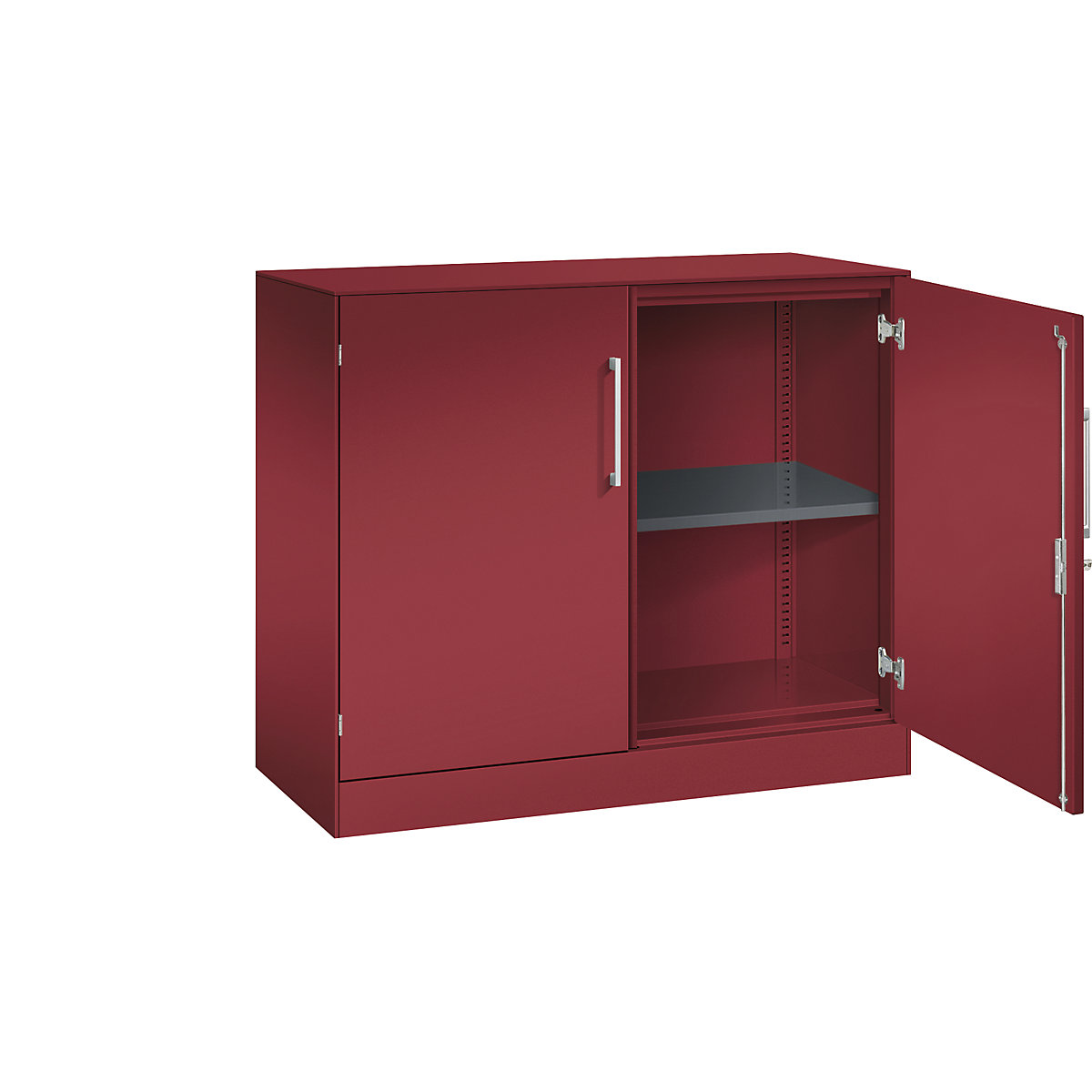Armario de puertas batientes ASISTO, altura 897 mm – C+P, anchura 1000 mm, 1 balda, rojo rubí / rojo rubí-4