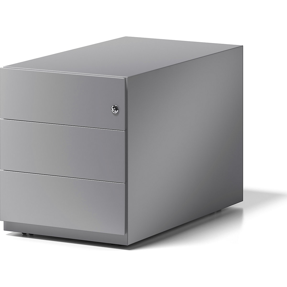 BISLEY – Buck rodante Note™ con 3 cajones universales, H x A x P 495 x 420 x 775 mm, con tirador, plateado