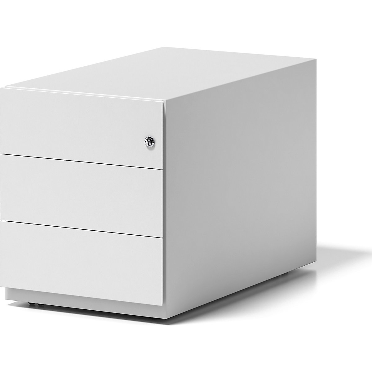 BISLEY – Buck rodante Note™ con 3 cajones universales, H x A x P 495 x 420 x 775 mm, con tirador, blanco tráfico