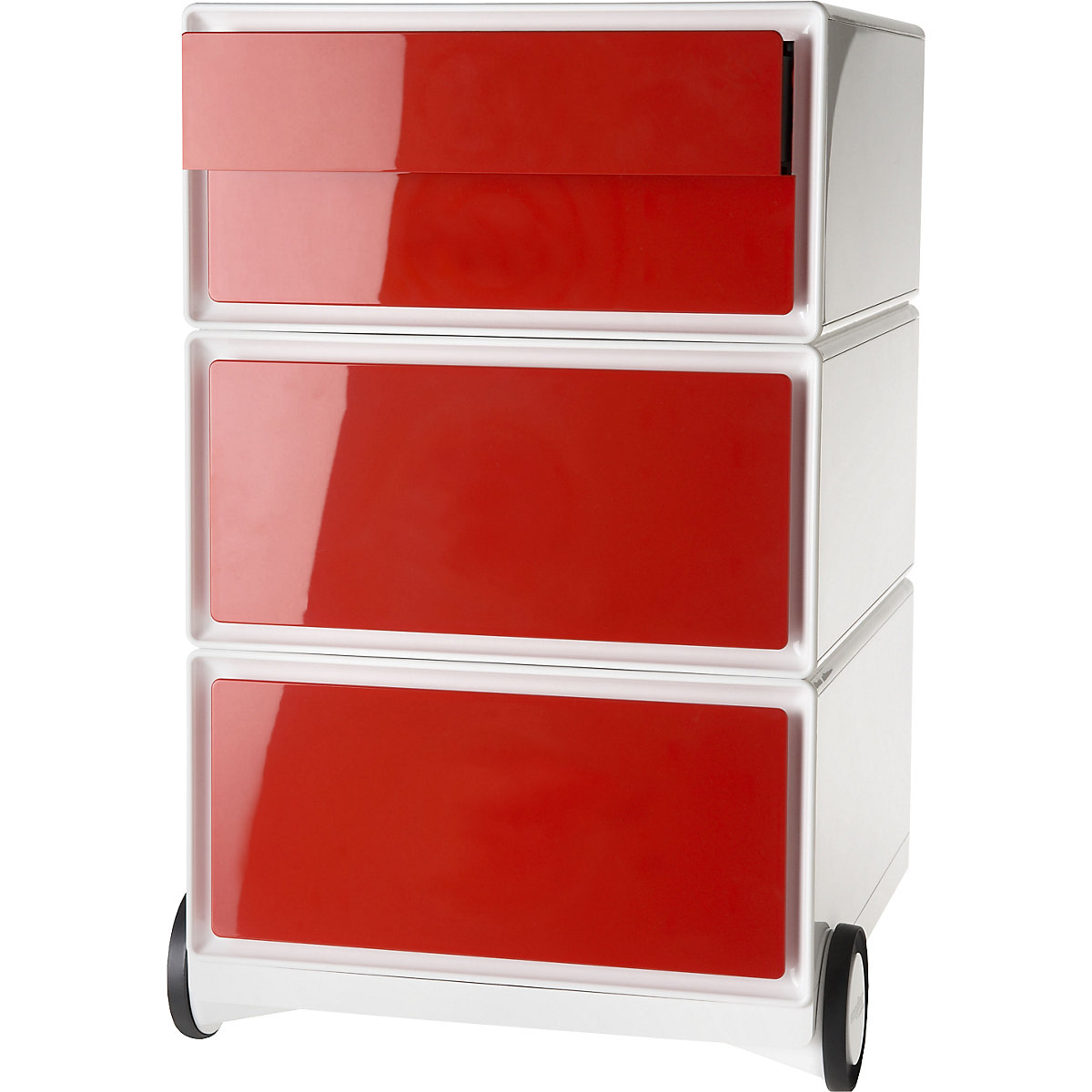 Paperflow – Buck rodante easyBox®, 2 cajones, 2 cajones planos, blanco / rojo