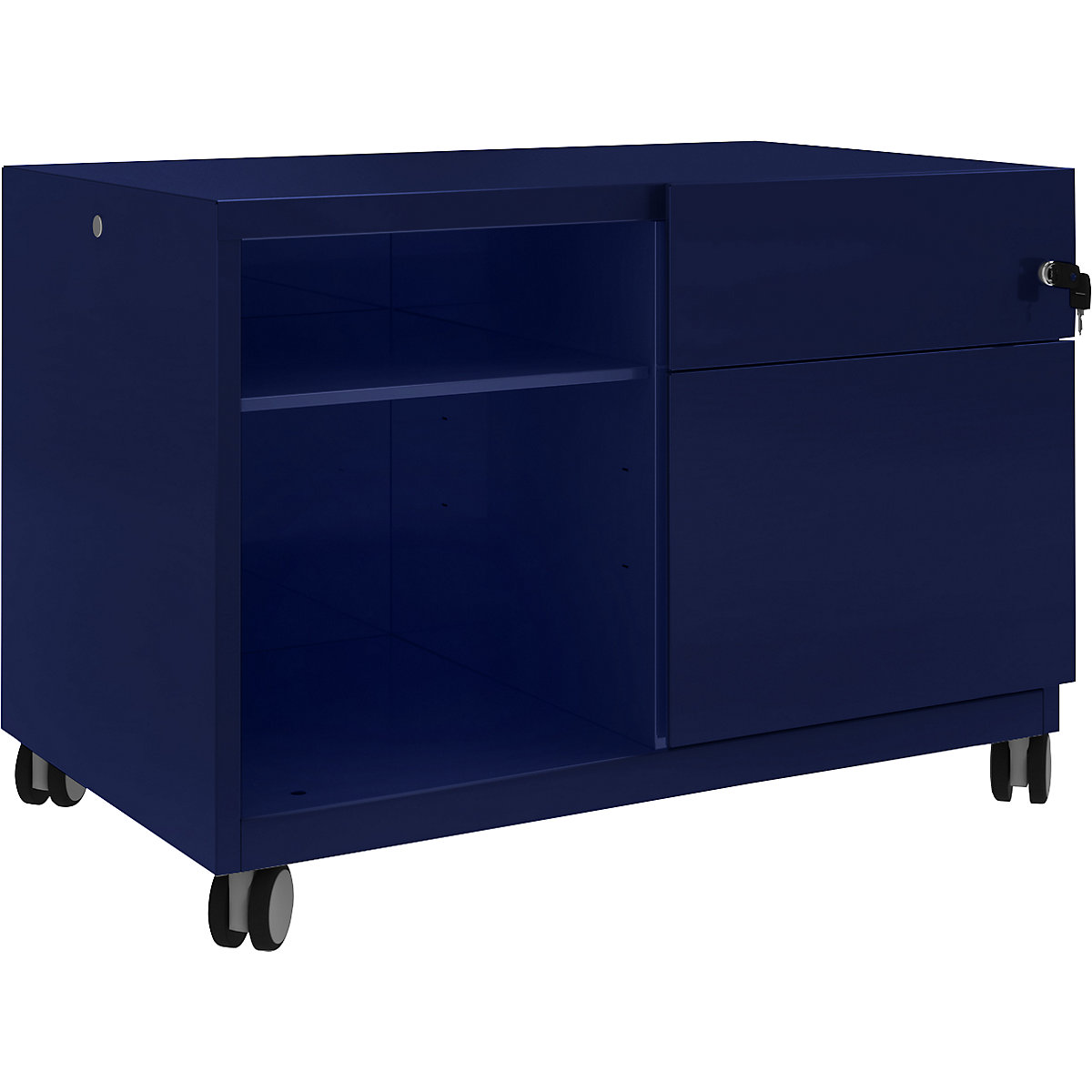 Note™ CADDY, H x A x P 563 x 800 x 490 mm – BISLEY, a la derecha 1 cajón universal y archivador colgante, azul oxford-17