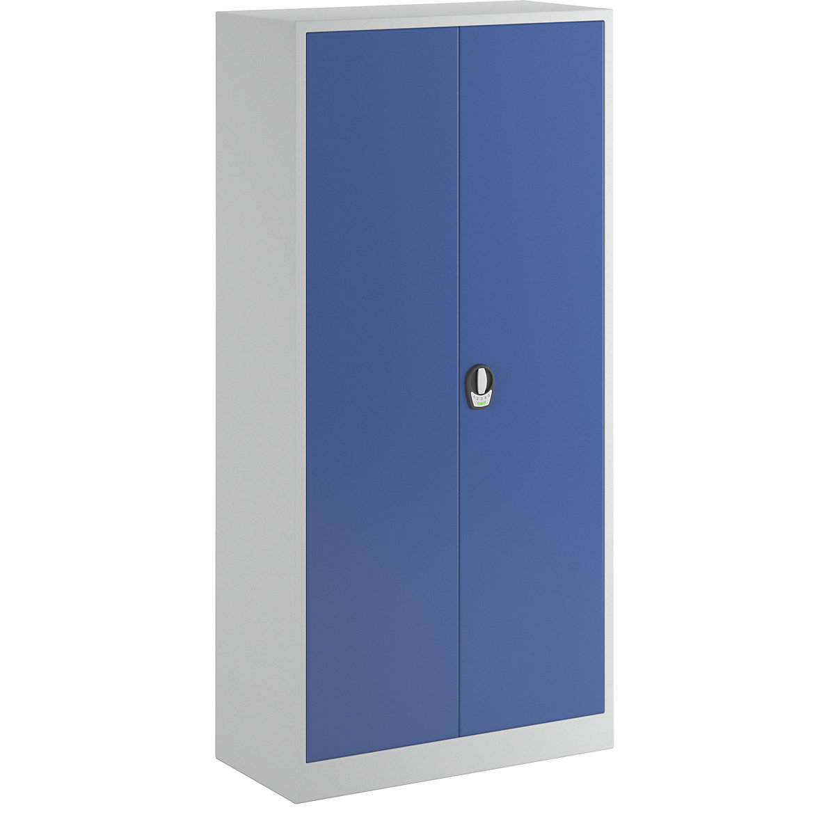 Armario de puertas batientes con cerradura electrónica – Wolf, con puertas de chapa maciza, gris luminoso / azul genciana-4