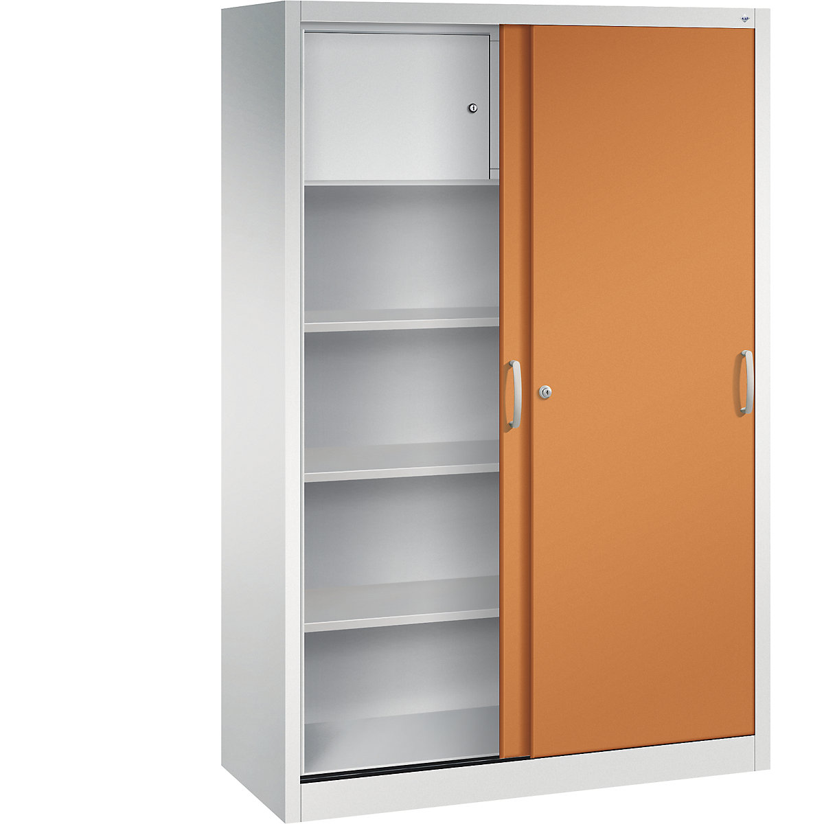 Armario de puertas correderas ACURADO – C+P: 3 baldas, 2 compartimento bajo  llave, H x A x P 1950 x 1200 x 500 mm