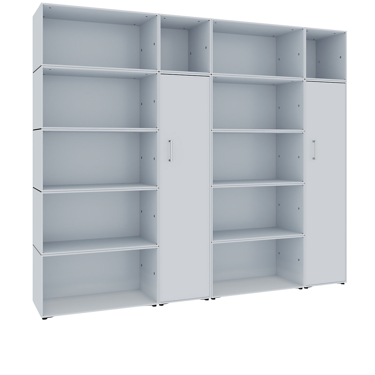 Combinación de estantería y puertas batientes – mauser, incl. seguro contra vuelcos, aluminio blanco-3