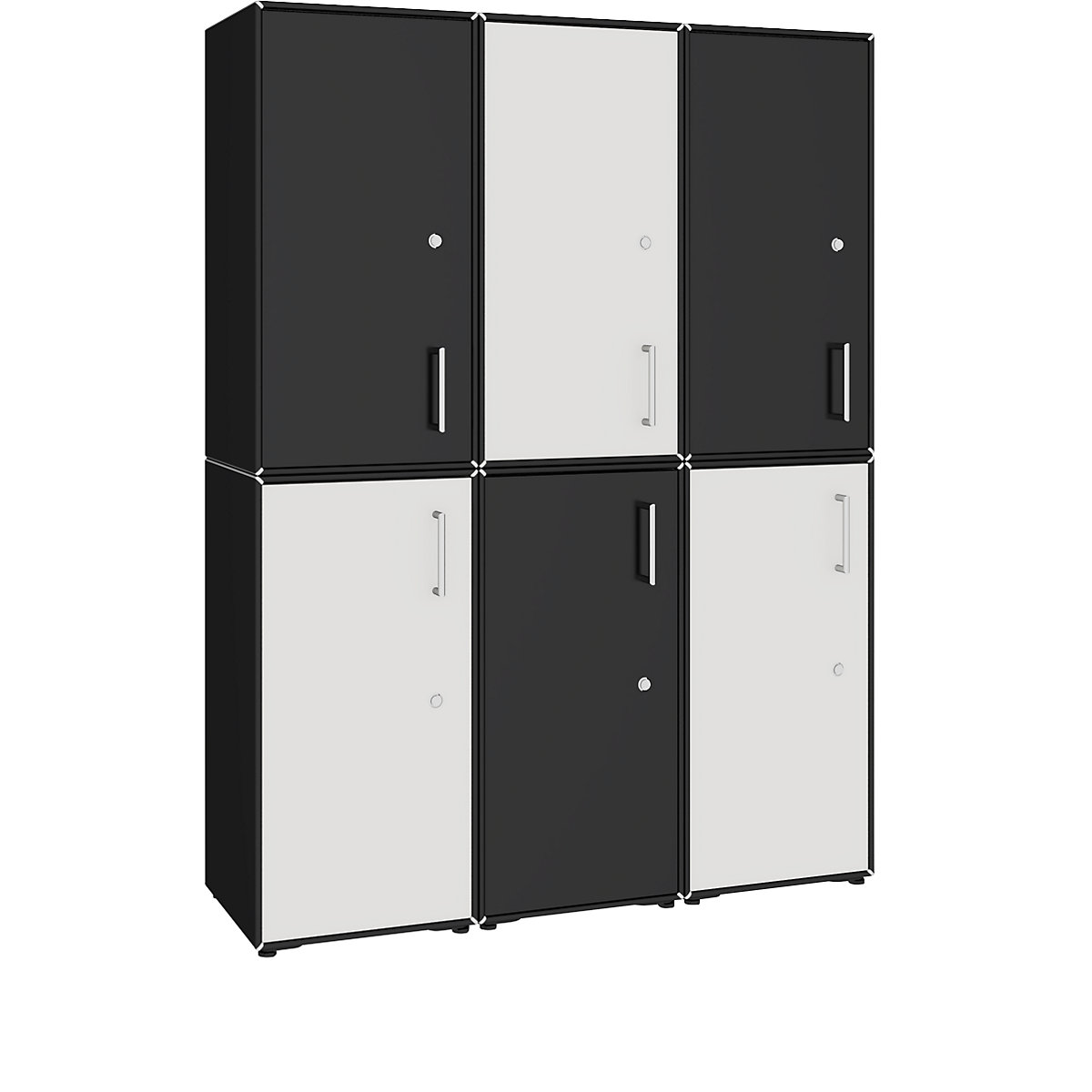 Combinación de puertas batientes – mauser, 6 puertas, detrás de cada una 2 compartimentos, negro intenso / blanco señal-5