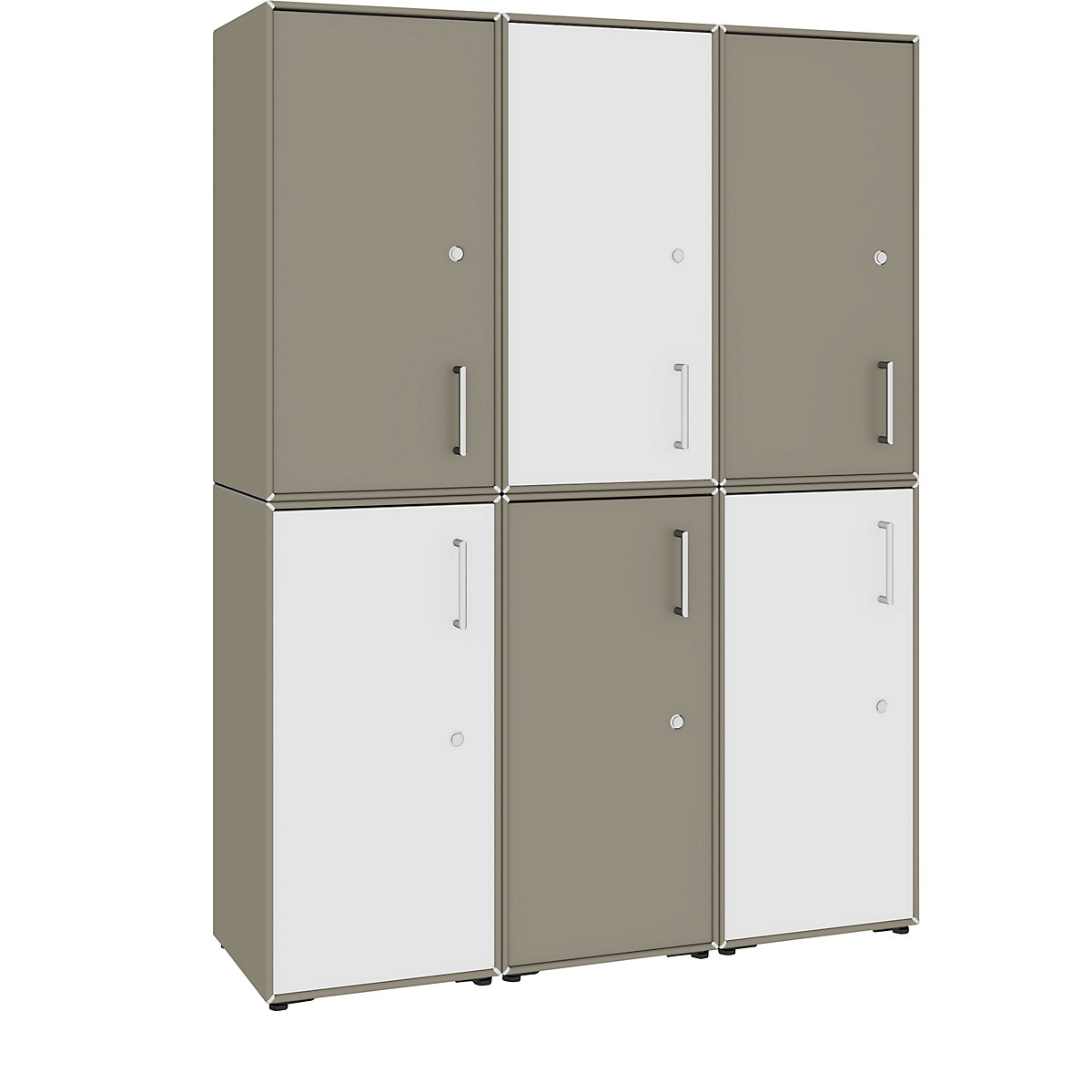 Combinación de puertas batientes – mauser, 6 puertas, detrás de cada una 2 compartimentos, gris beige / blanco puro-7