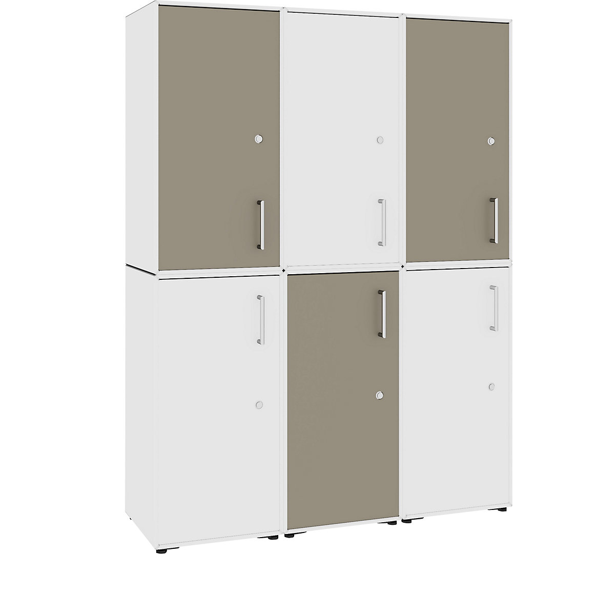 Combinación de puertas batientes – mauser, 6 puertas, detrás de cada una 2 compartimentos, blanco puro / gris beige-6