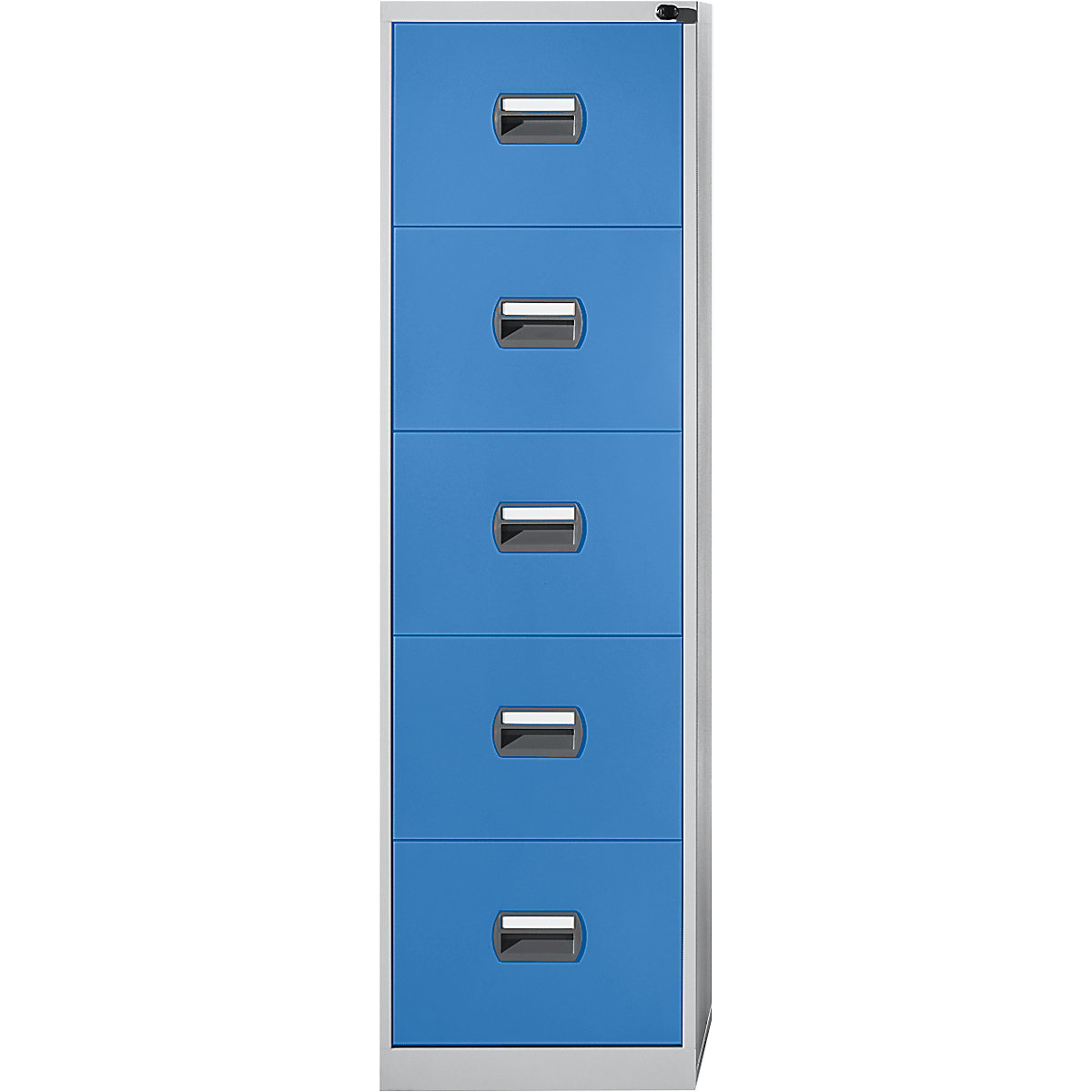 Armario para archivadores colgantes – eurokraft basic, de 1 vía, 5 cajones, gris luminoso / azul luminoso-5